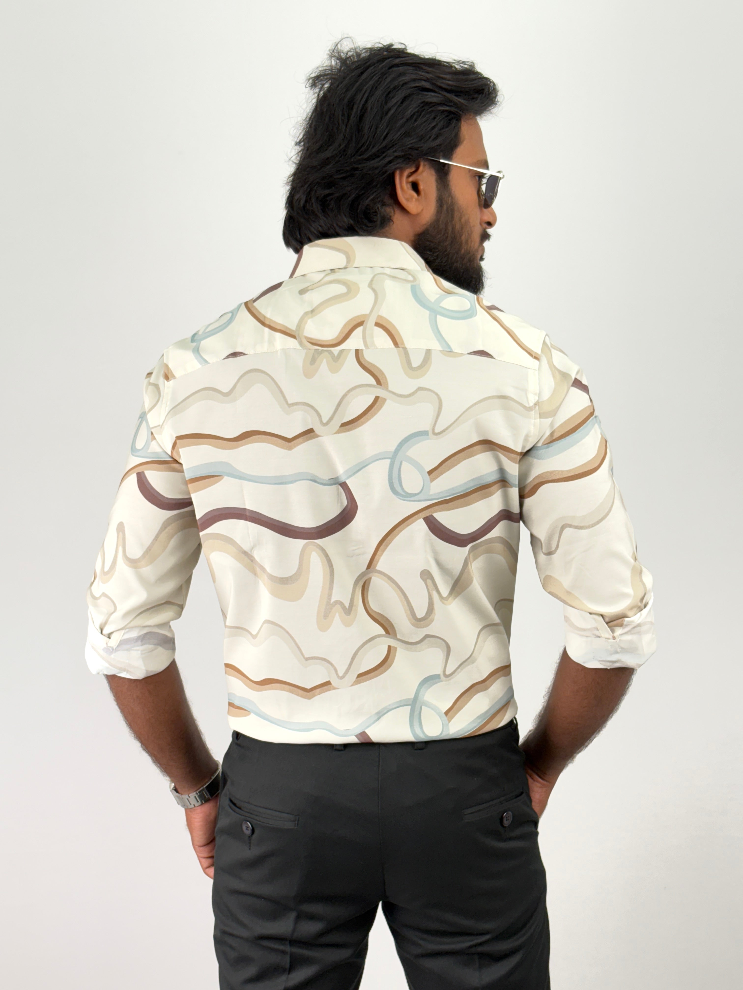 Beige Retro Printed Shirts