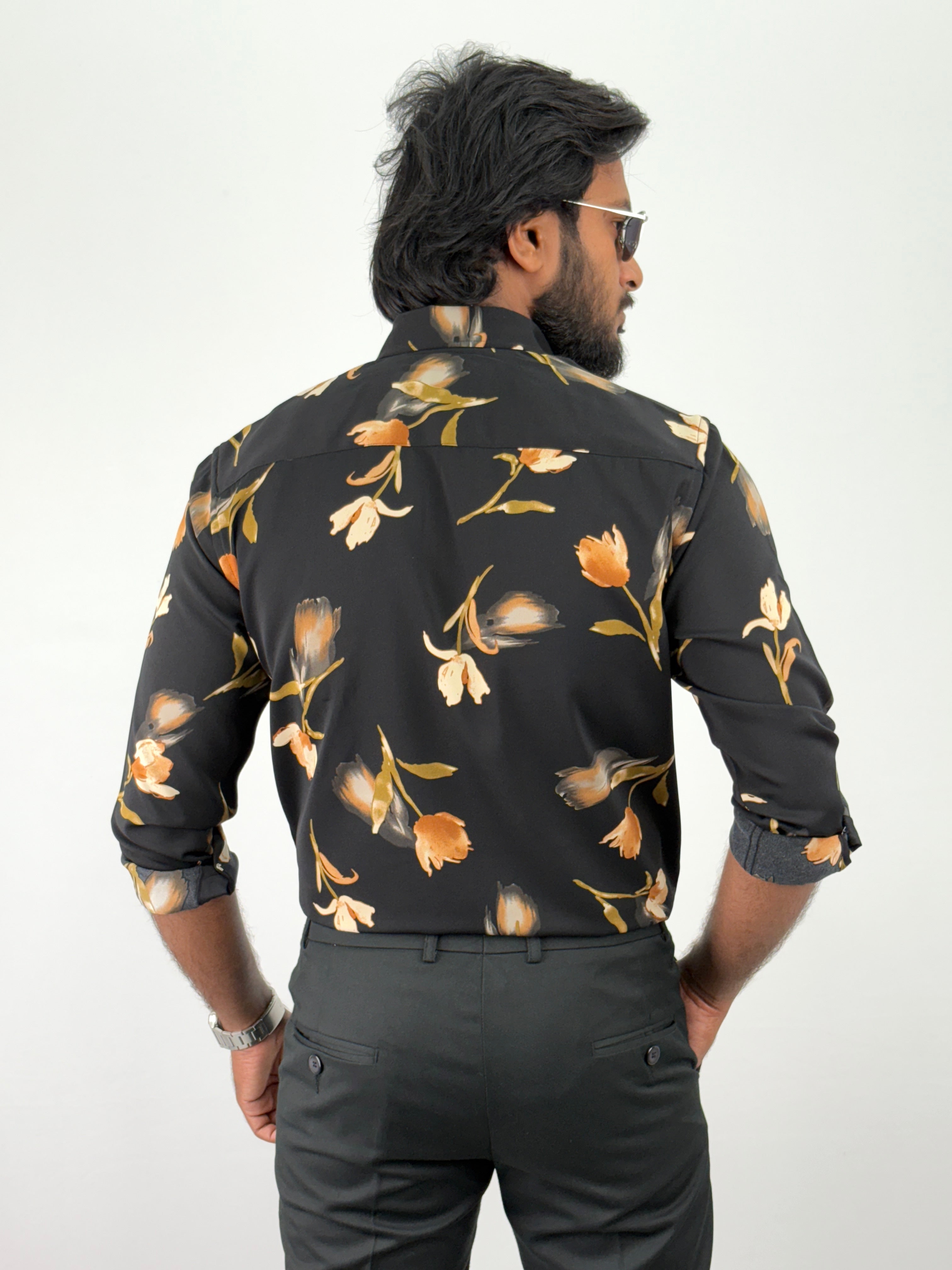 Black Retro Printed Shirts