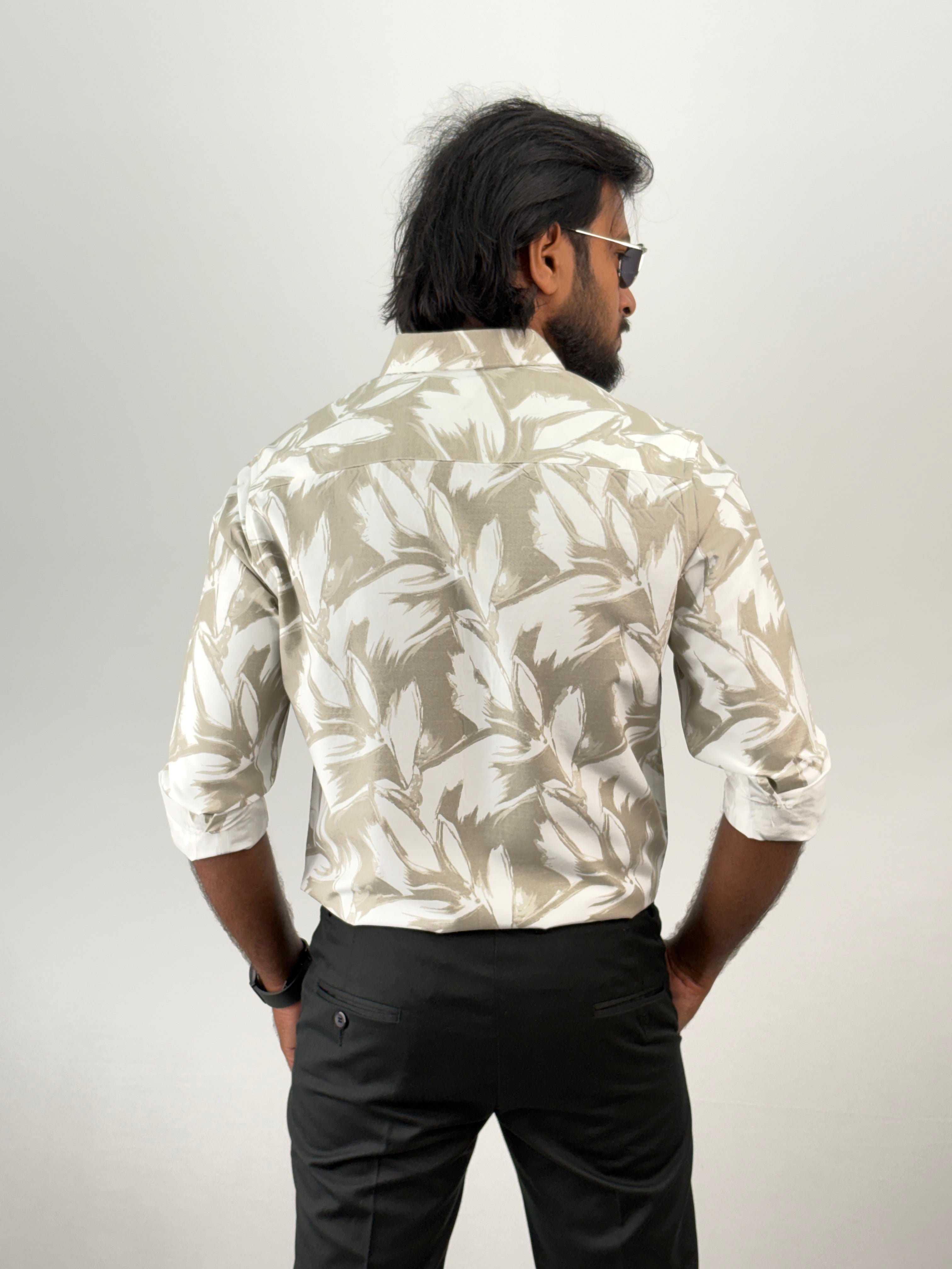 White Beige Printed Shirt 2