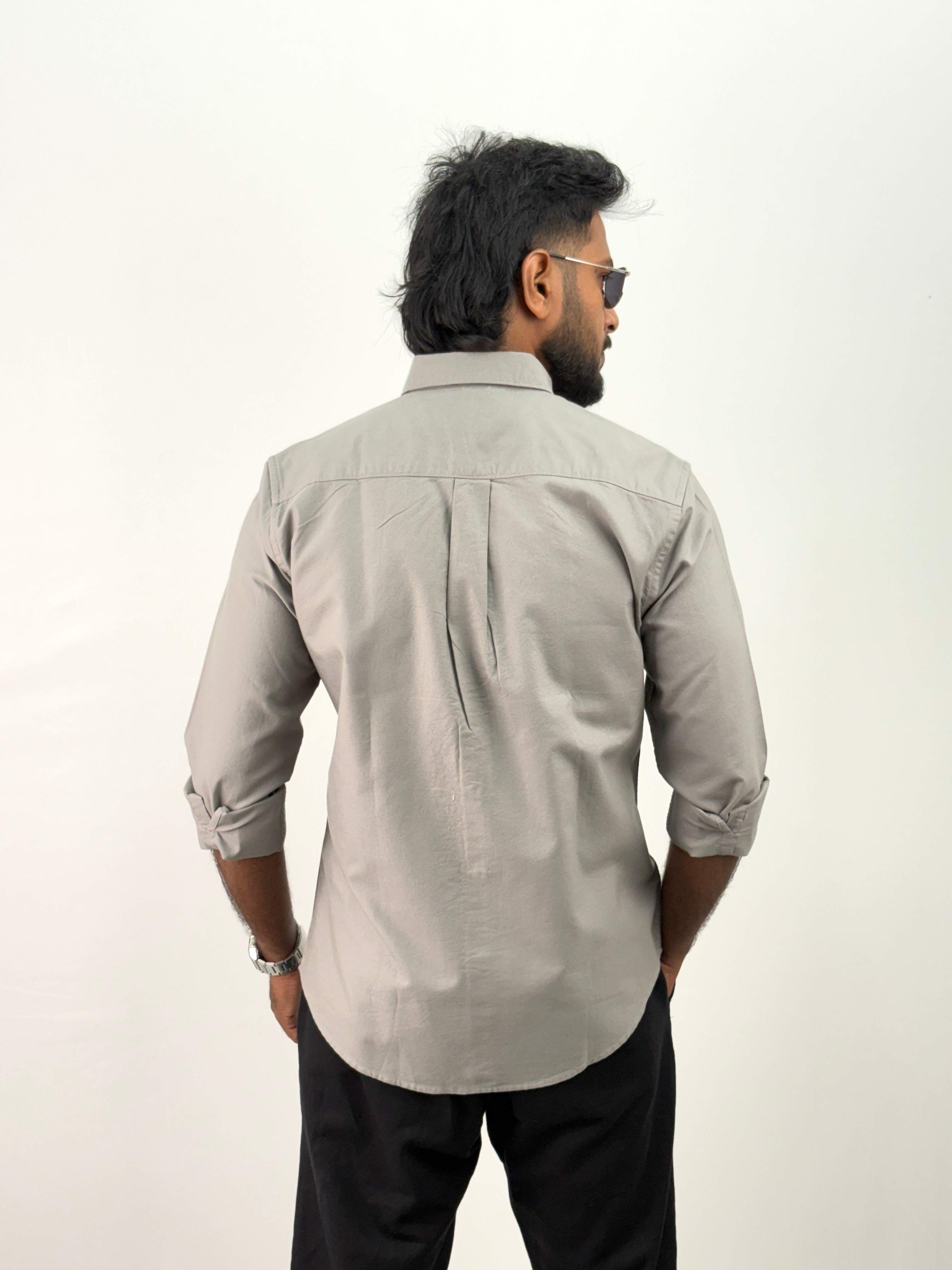 Grey Plain Oxford Shirt
