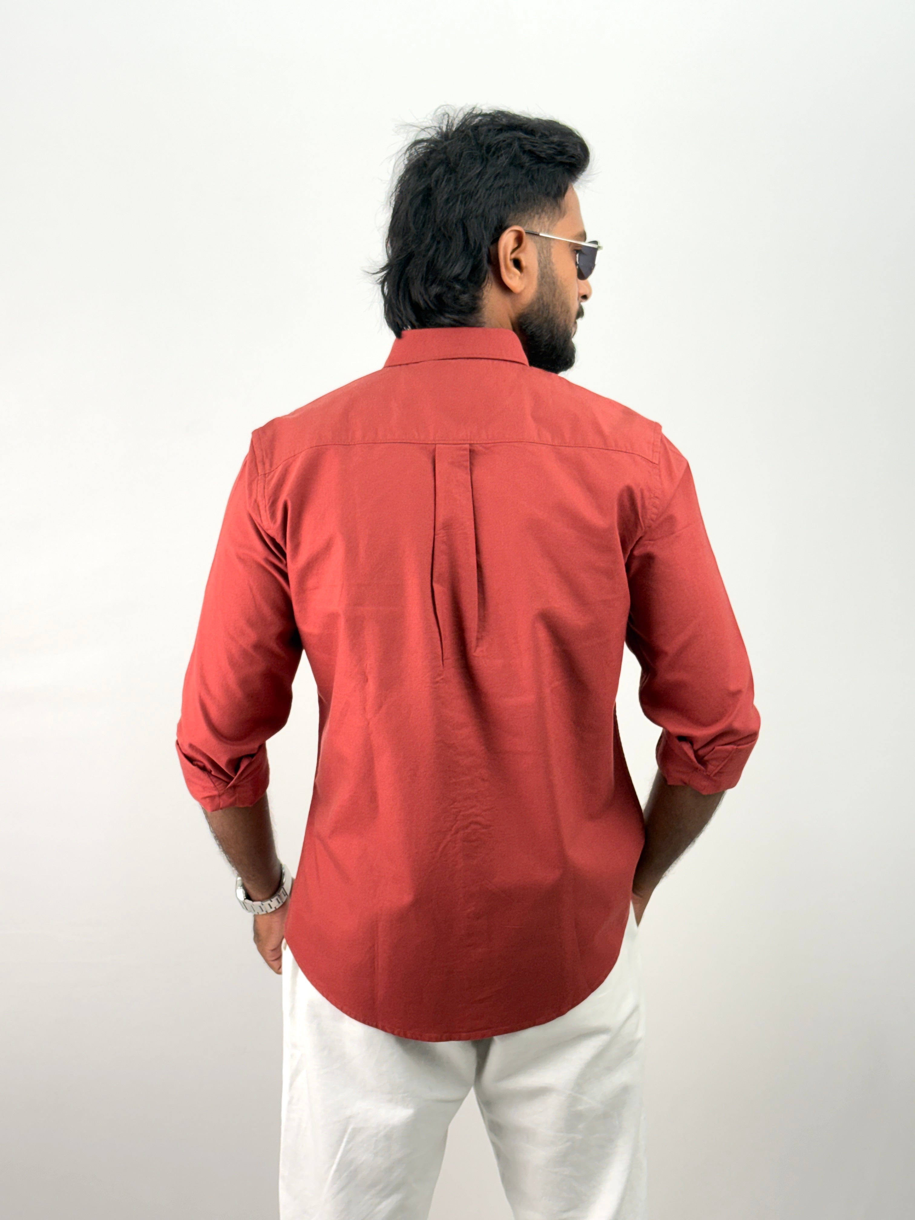 Red Plain Oxford Shirt