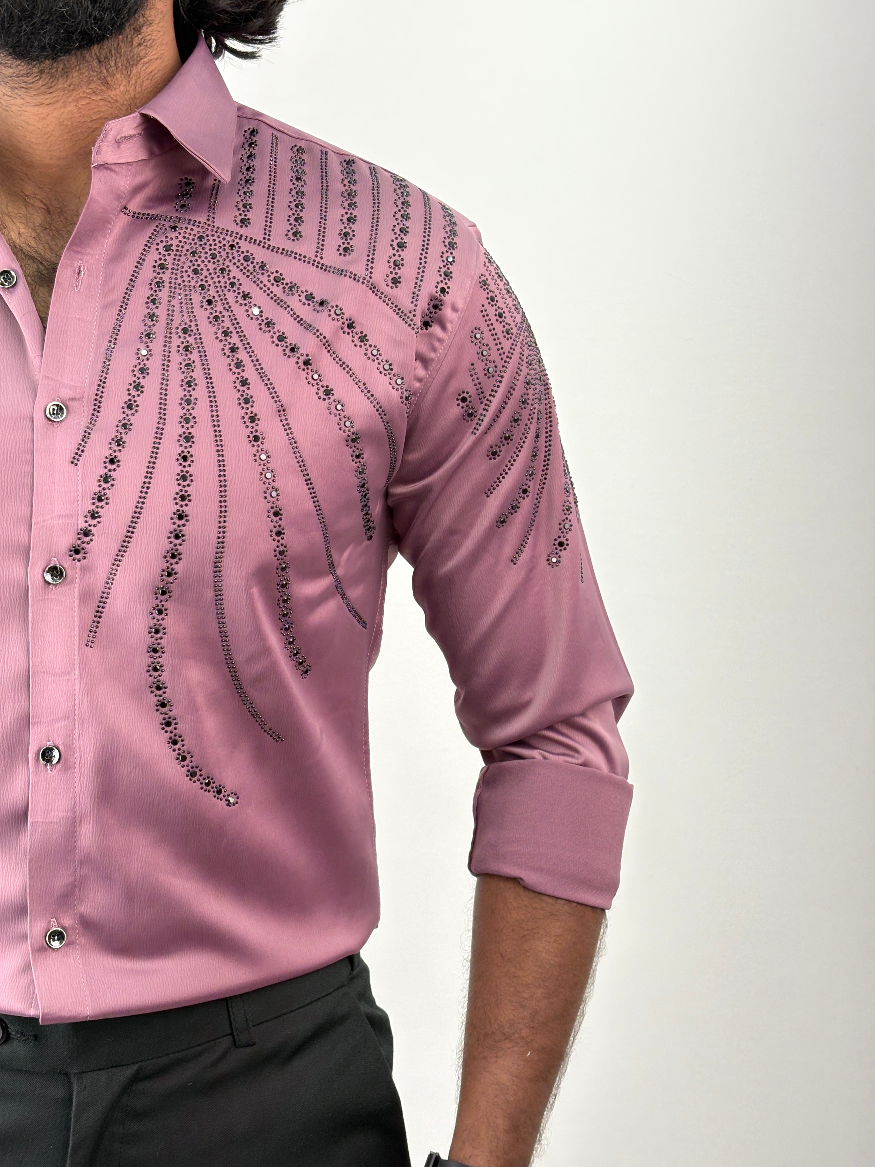 Mauve Designer Stone Work Shirt 6