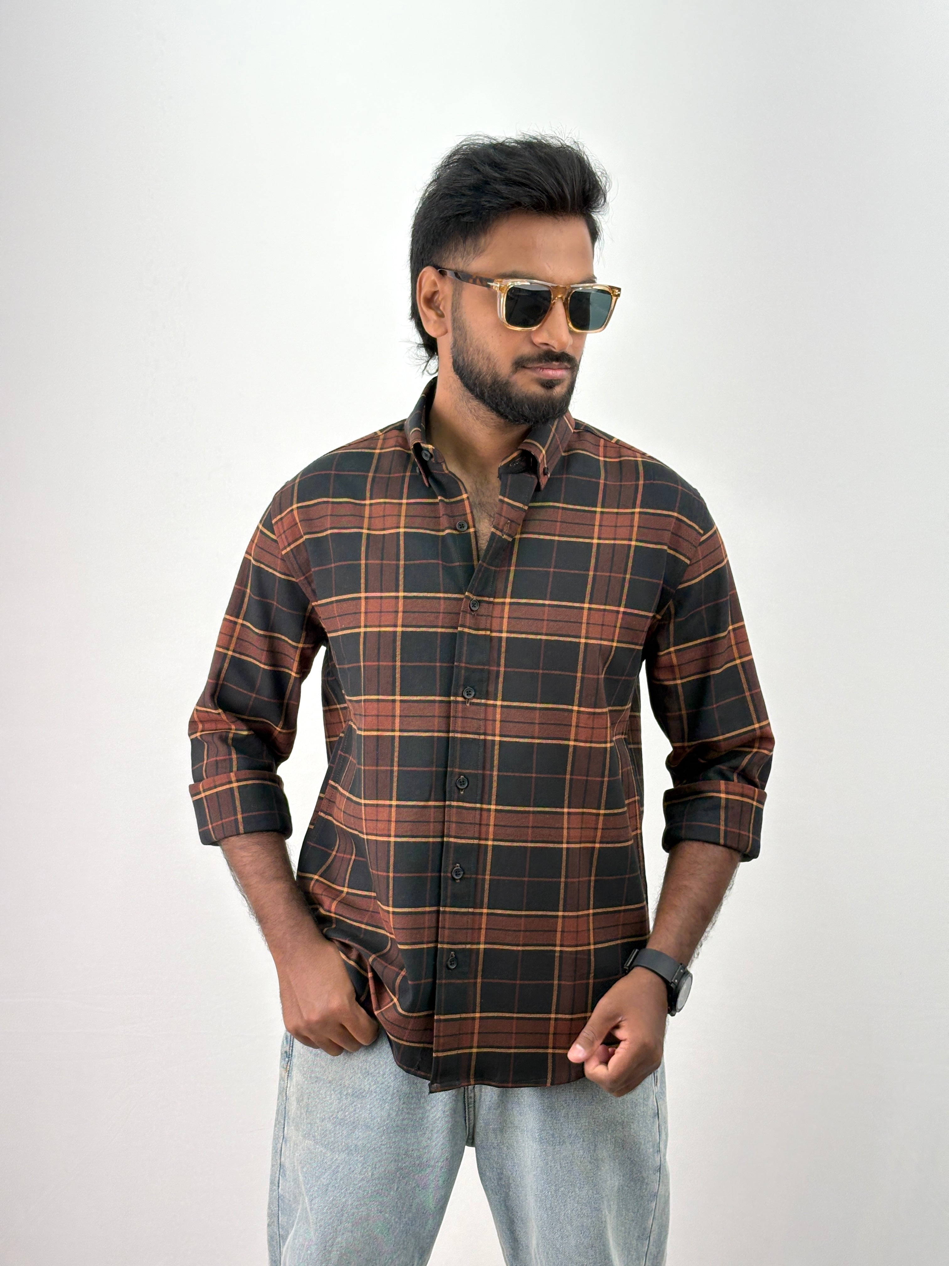 Black Brown Flannel Shirt