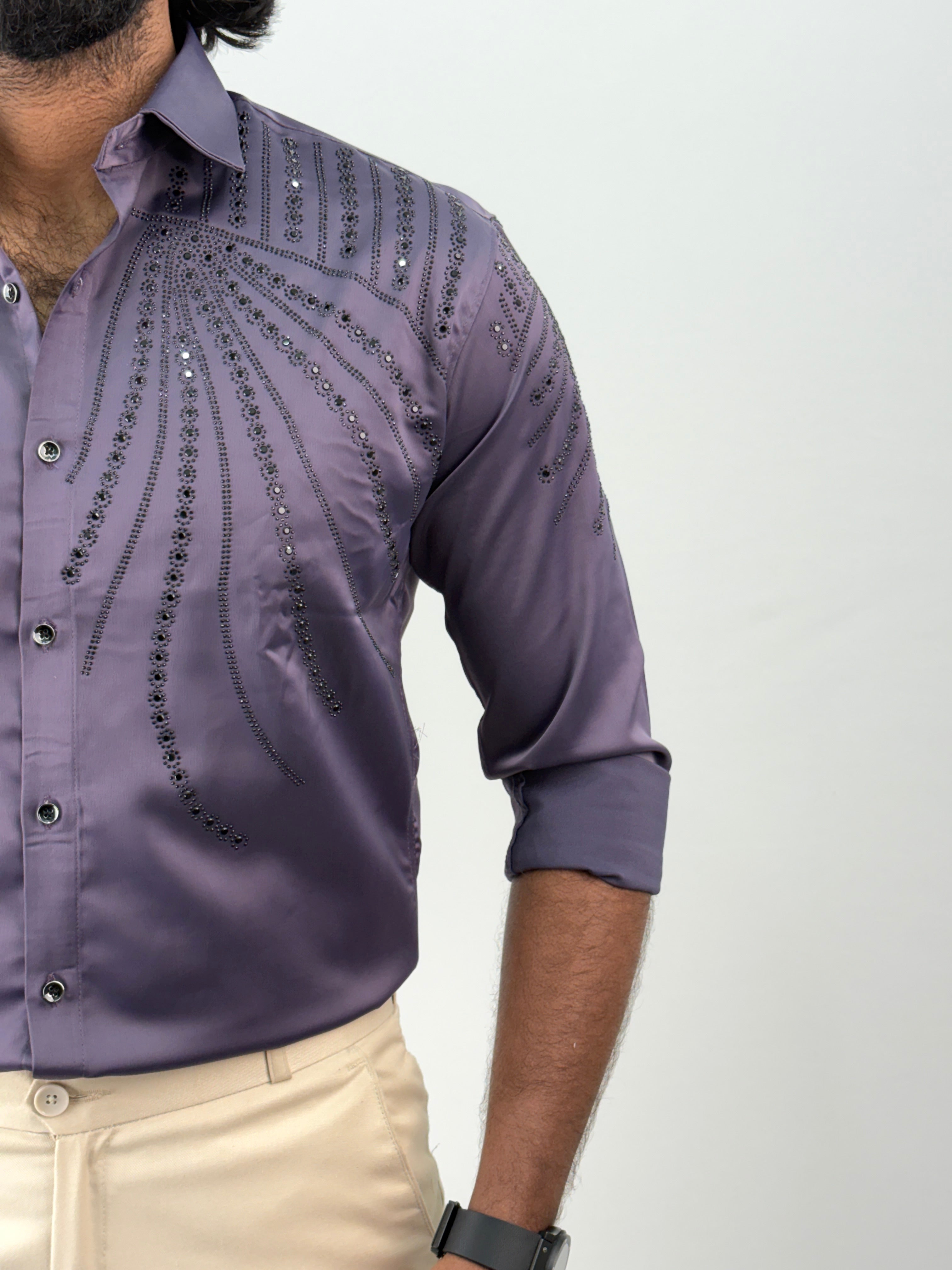 Lavender Designer Stone Work Shirt 6