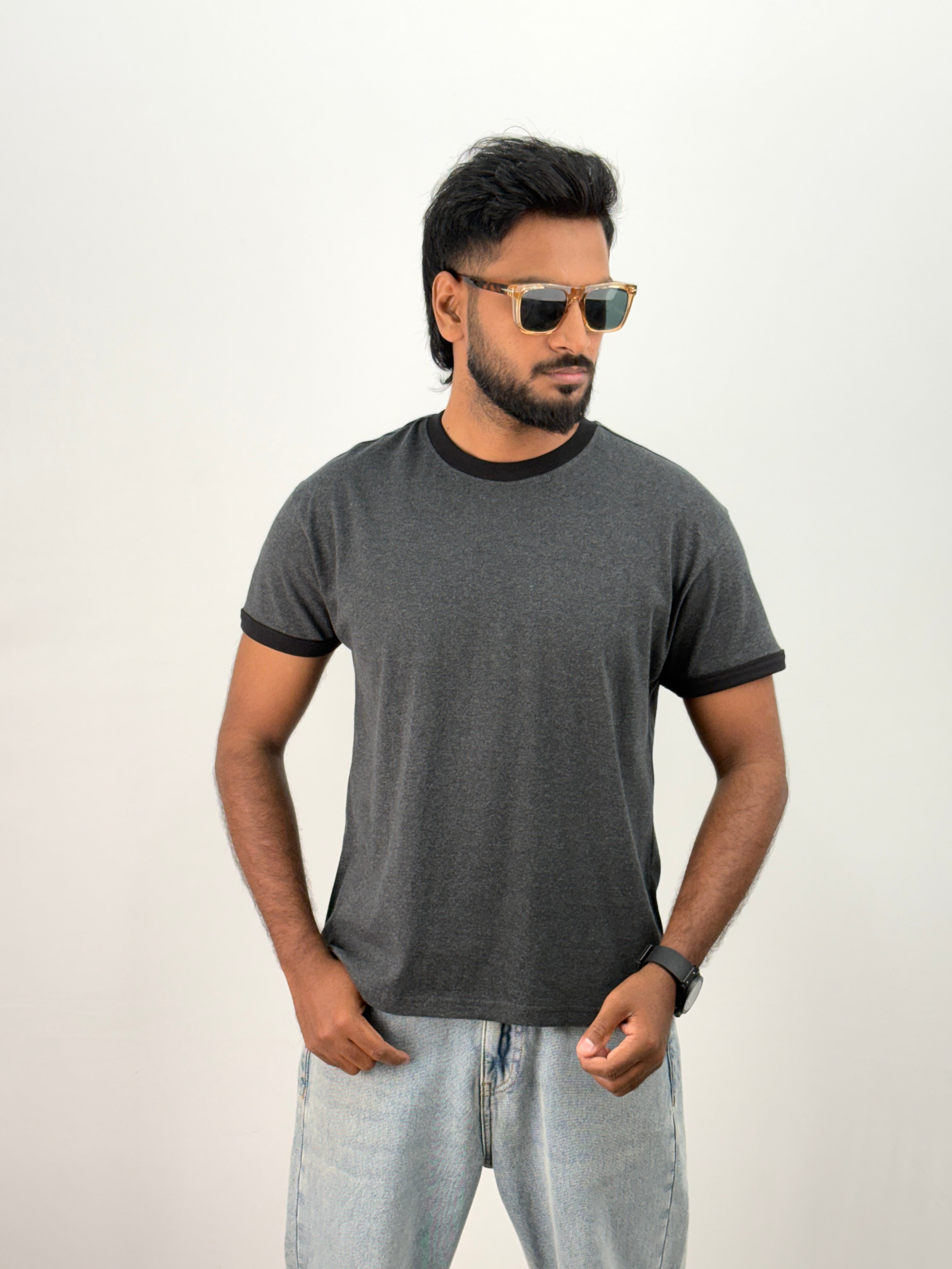 Charcoal Cropped Ringer T-Shirt