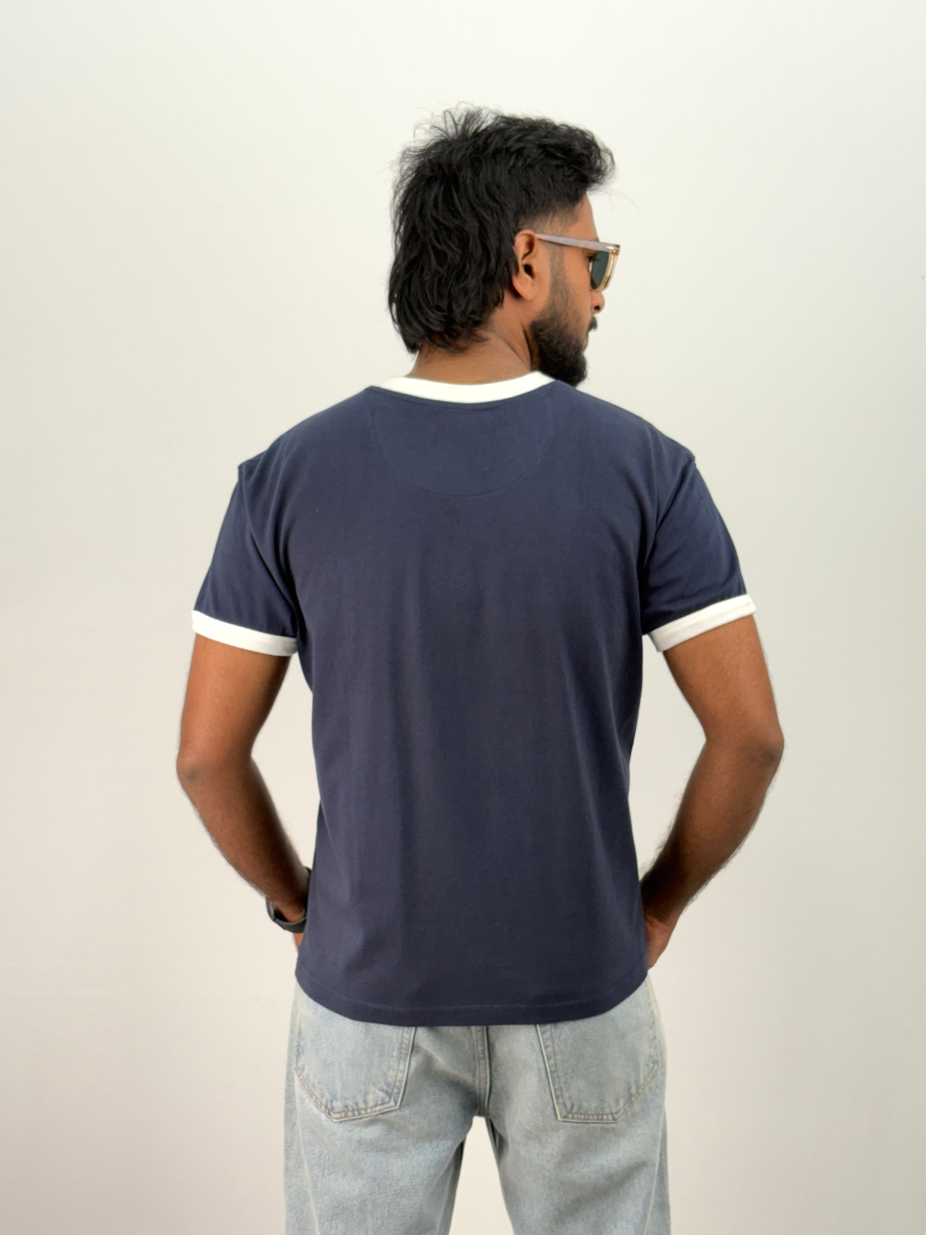 Navy Cropped Ringer T-Shirt