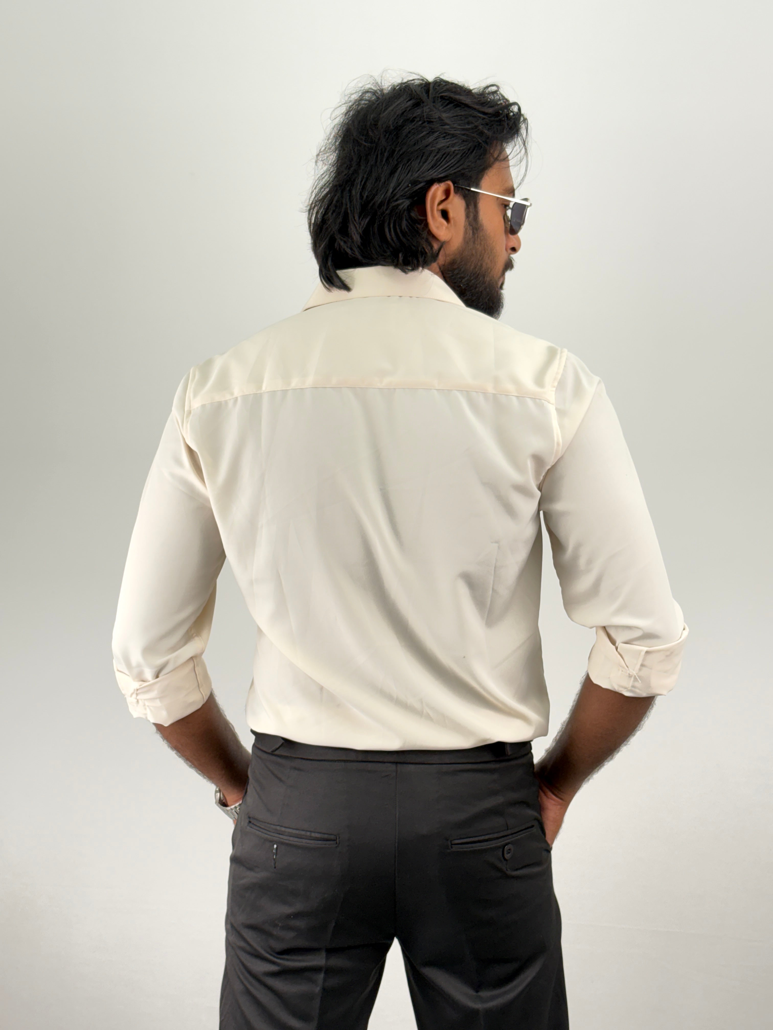 Cream Flock Printed Shirt