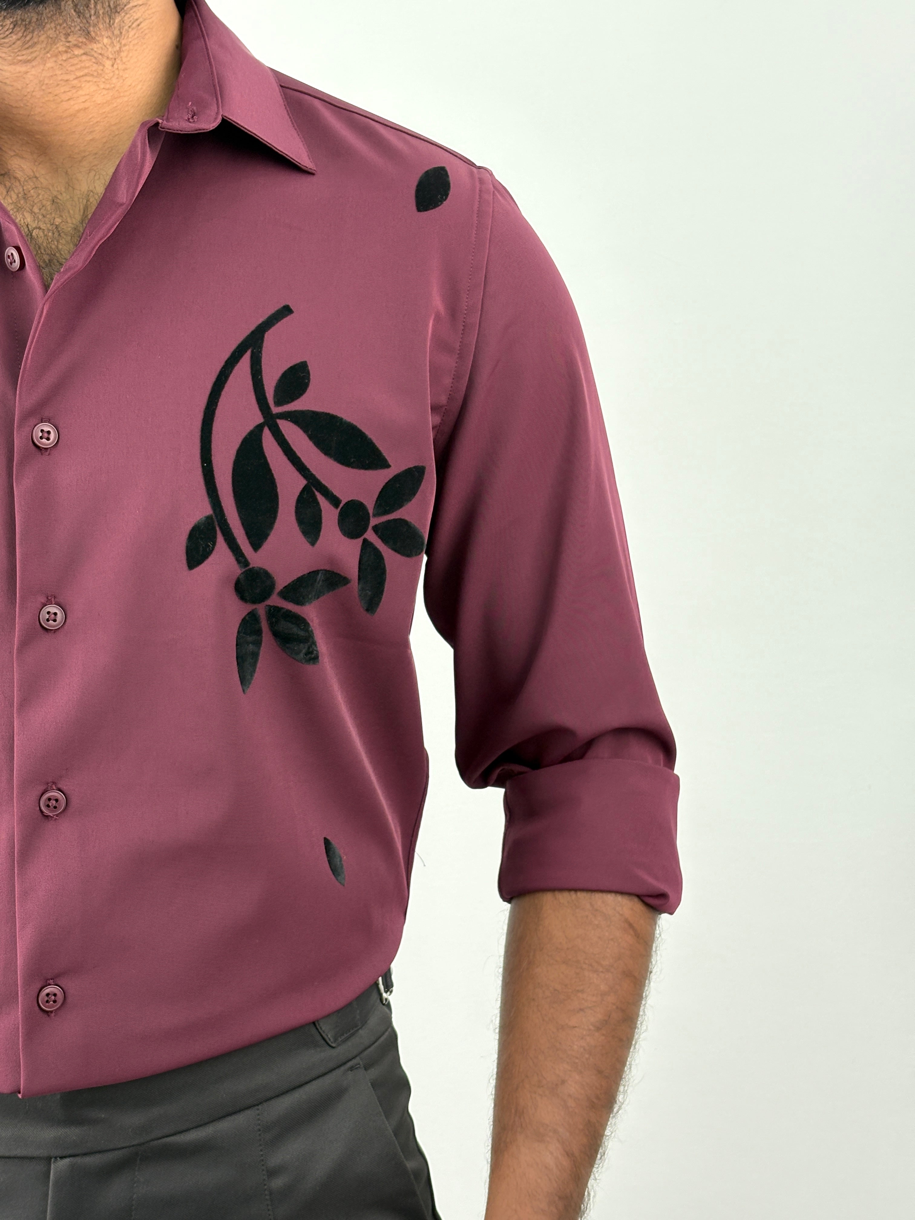 Maroon Flock Printed Shirt