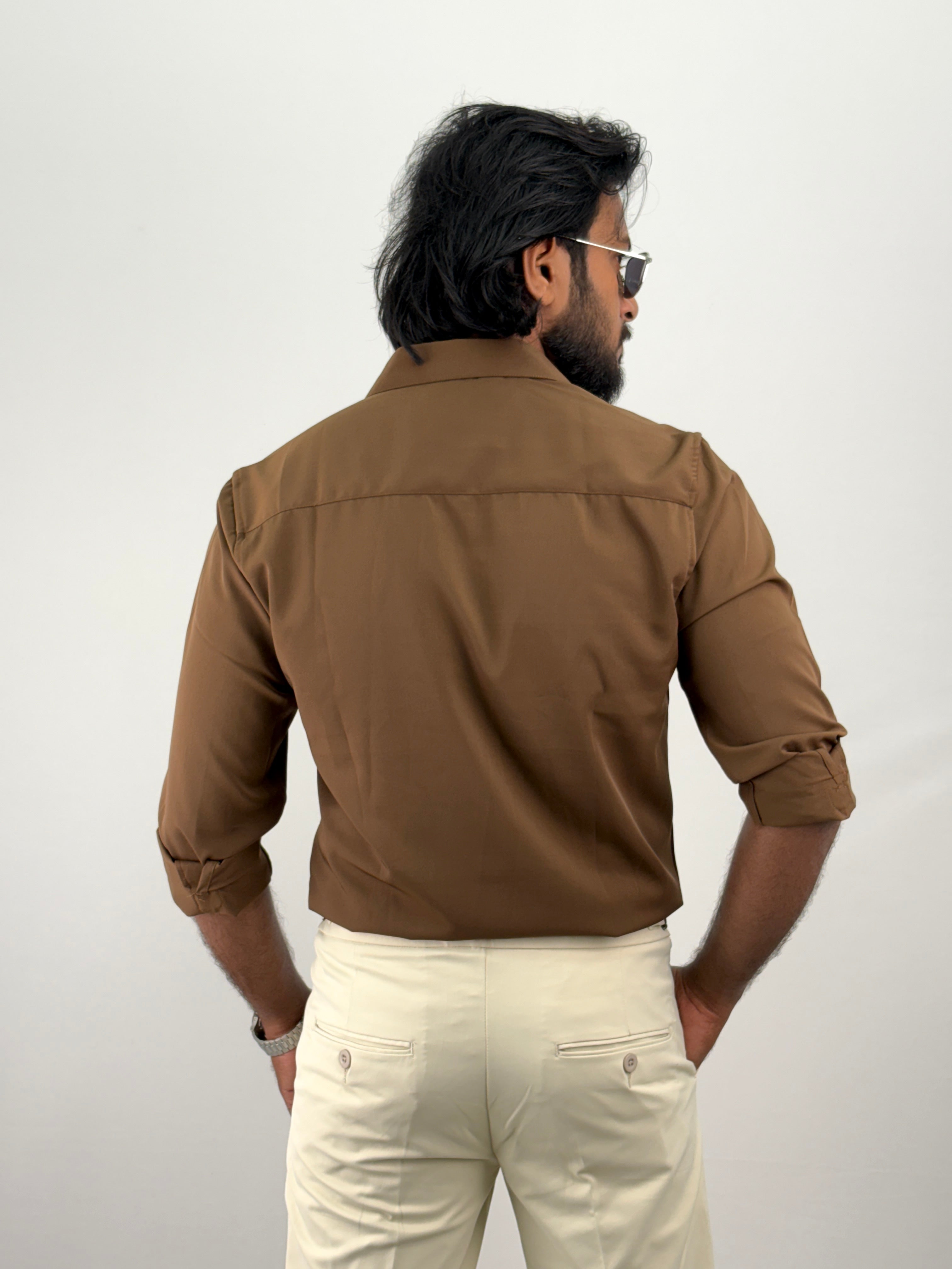 Brown Flock Printed Shirt