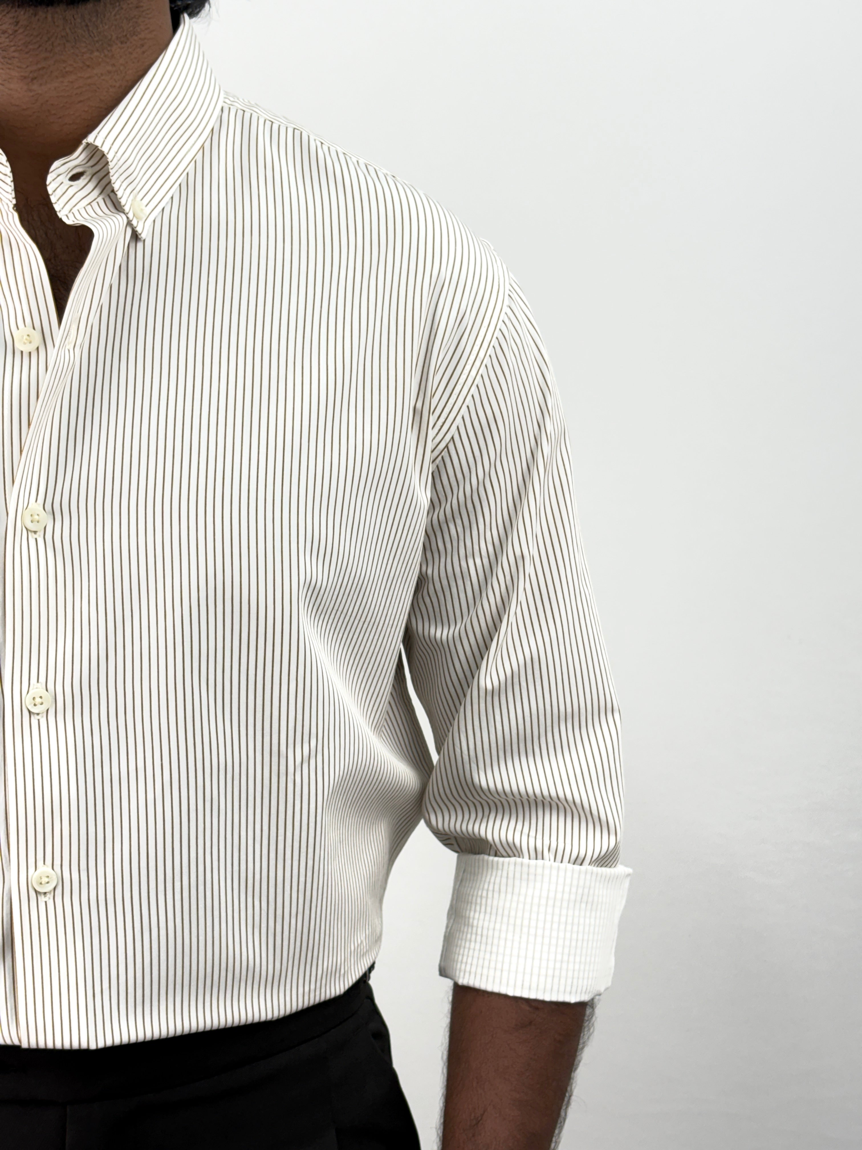 Cream Brown IMP Stripe Shirt