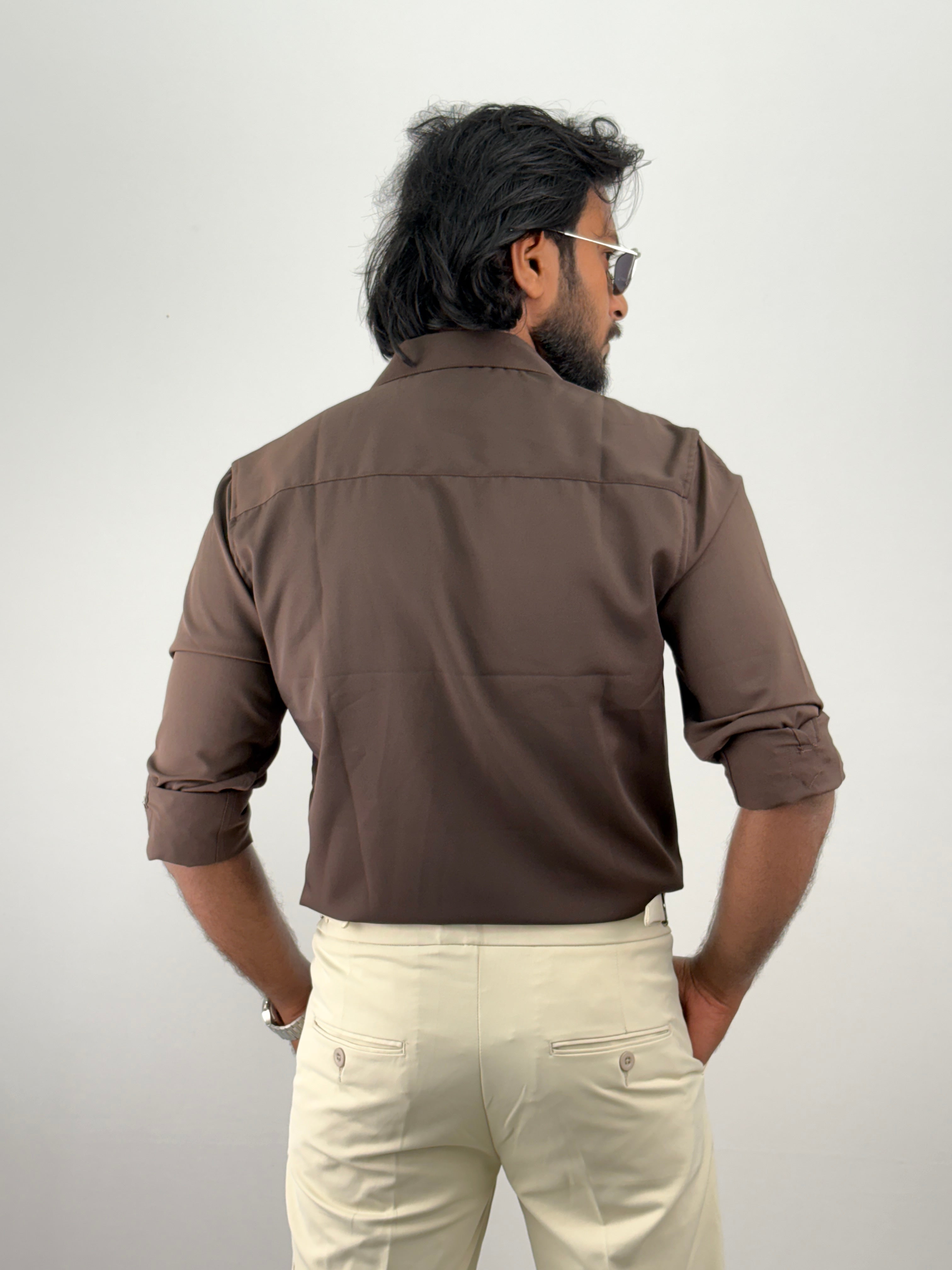 Coffee Flock Printed Shirt