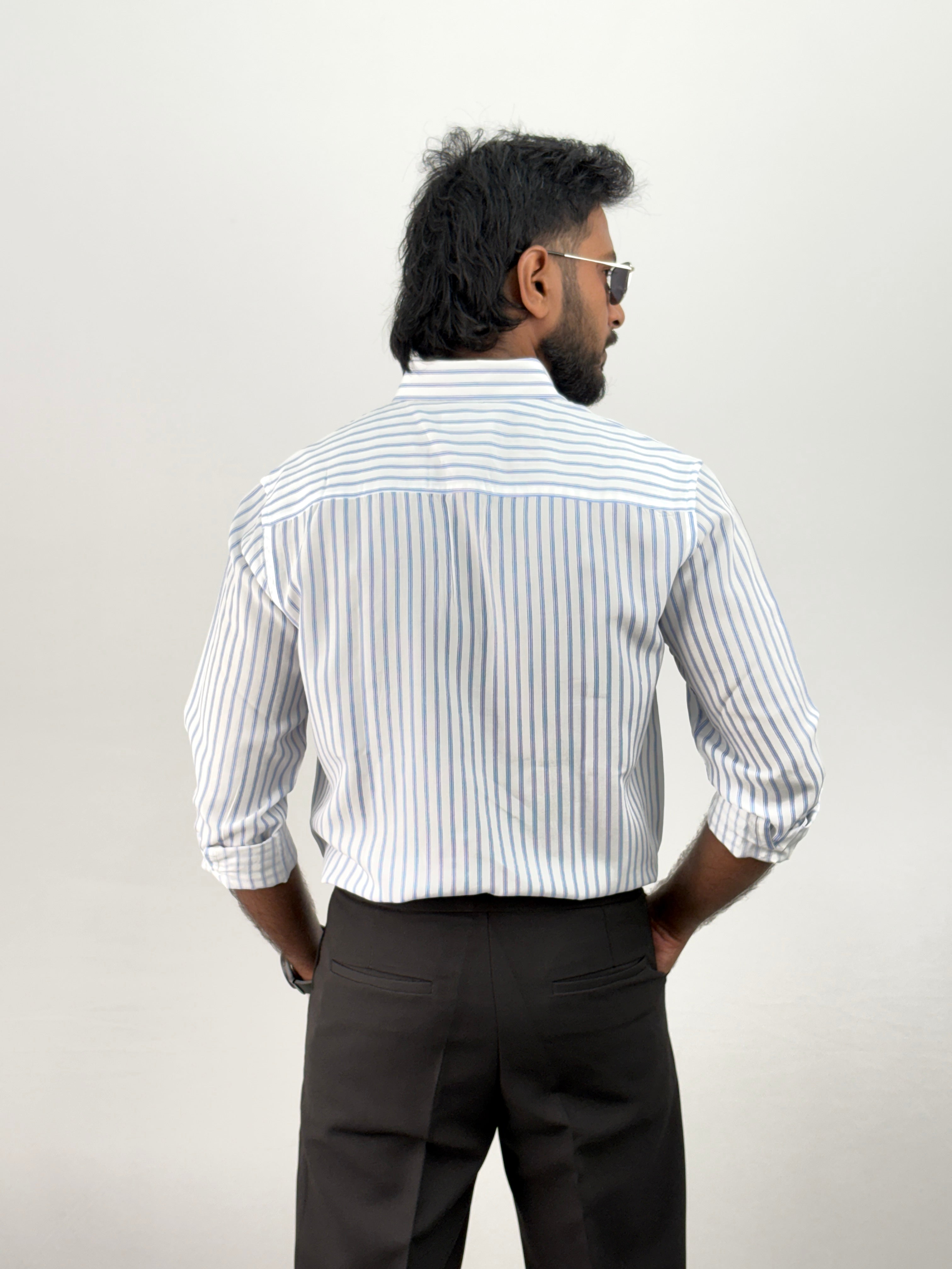 White Blue 3 IMP Stripe Shirt