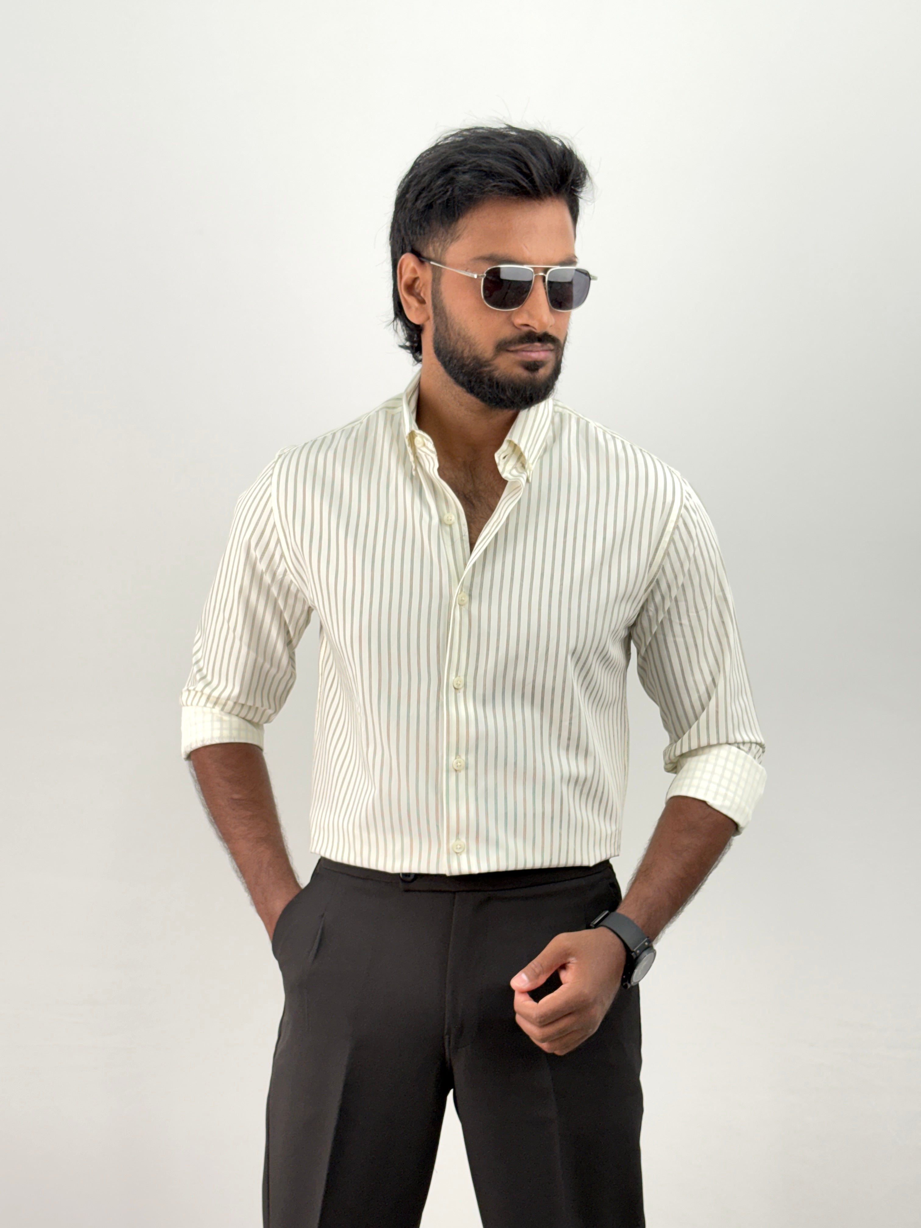 Cream Black 3 IMP Stripe Shirt