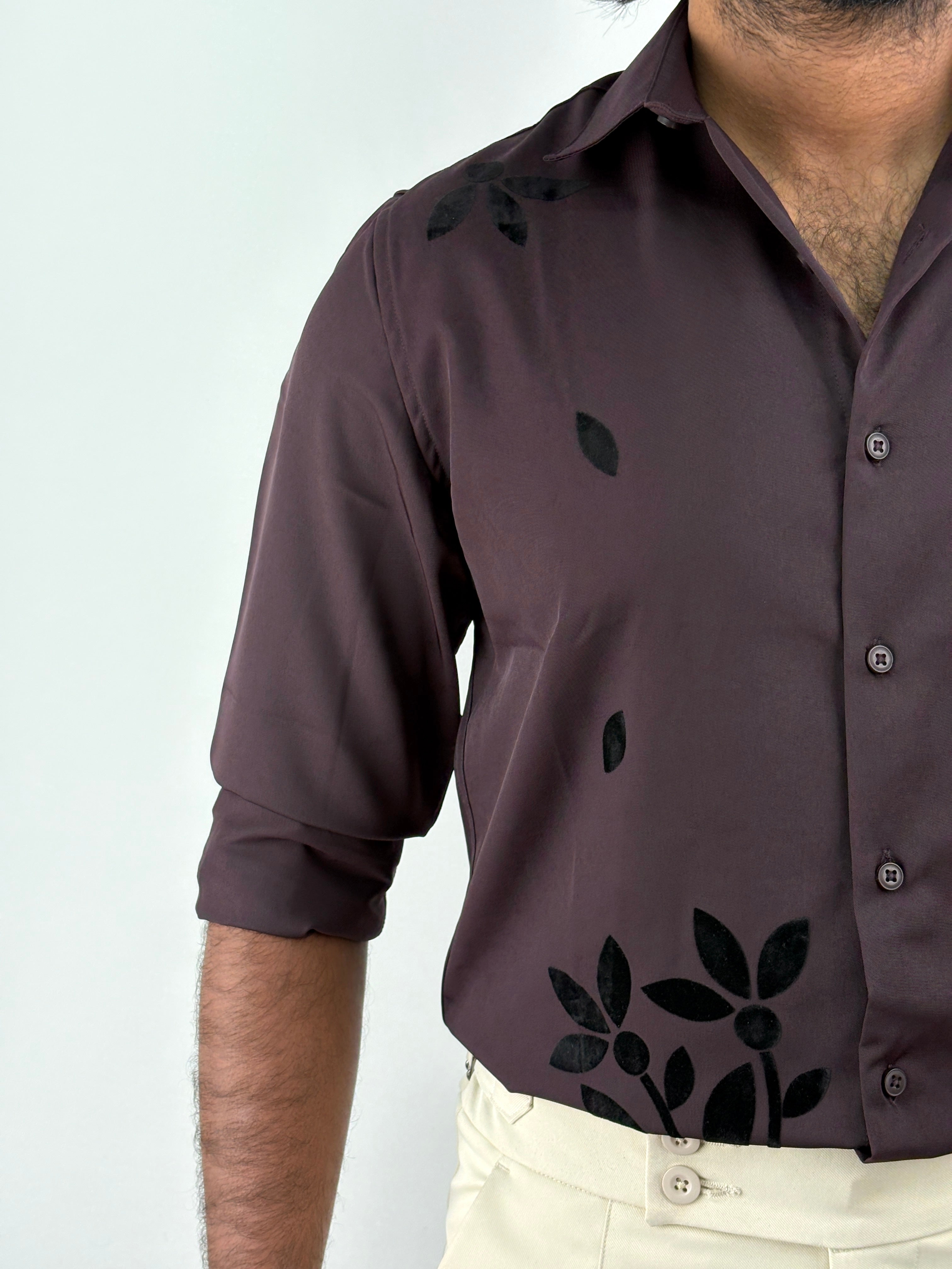 Wine Flock Printed Shirt
