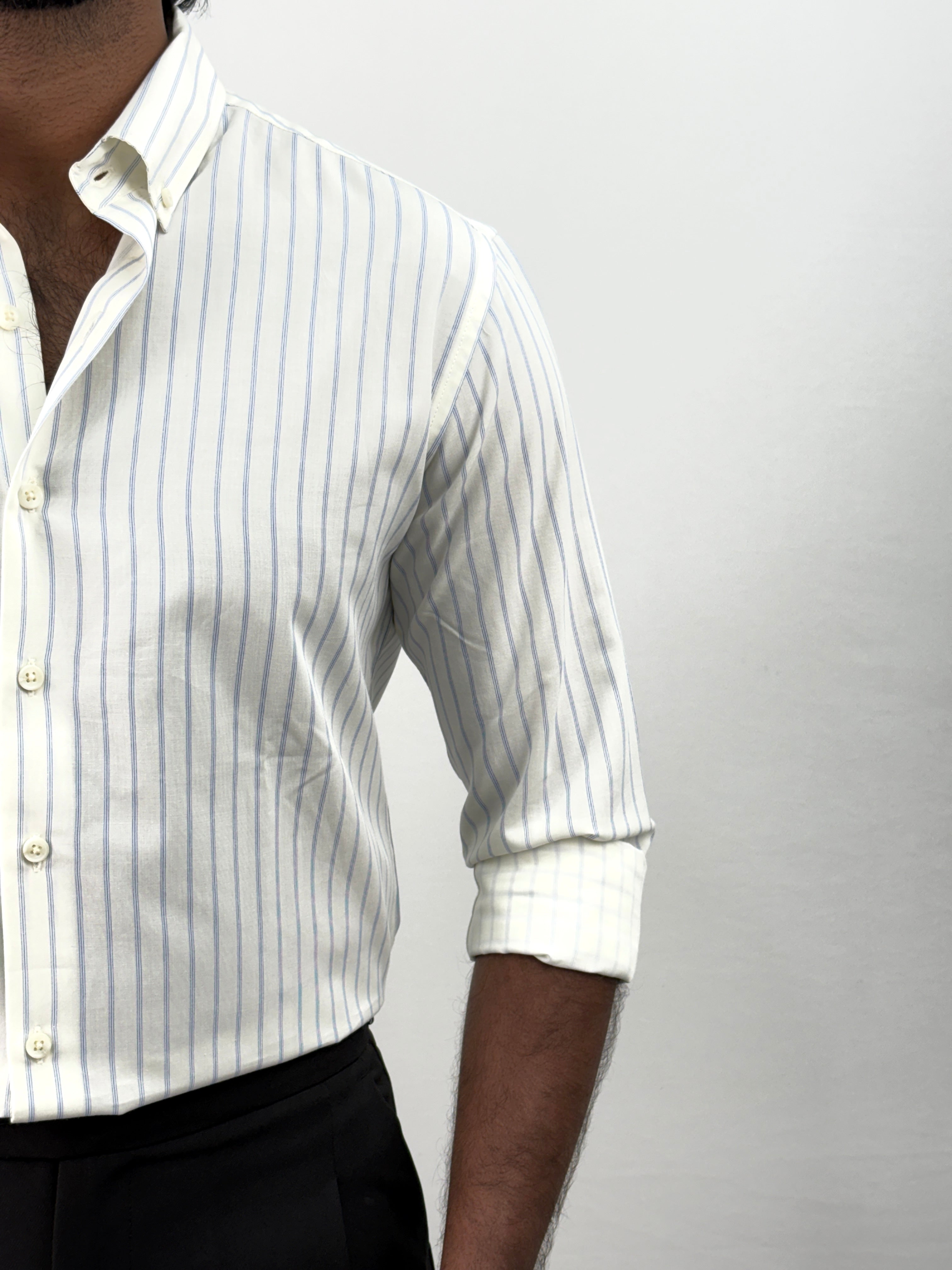 Cream Blue 3 IMP Stripe Shirt