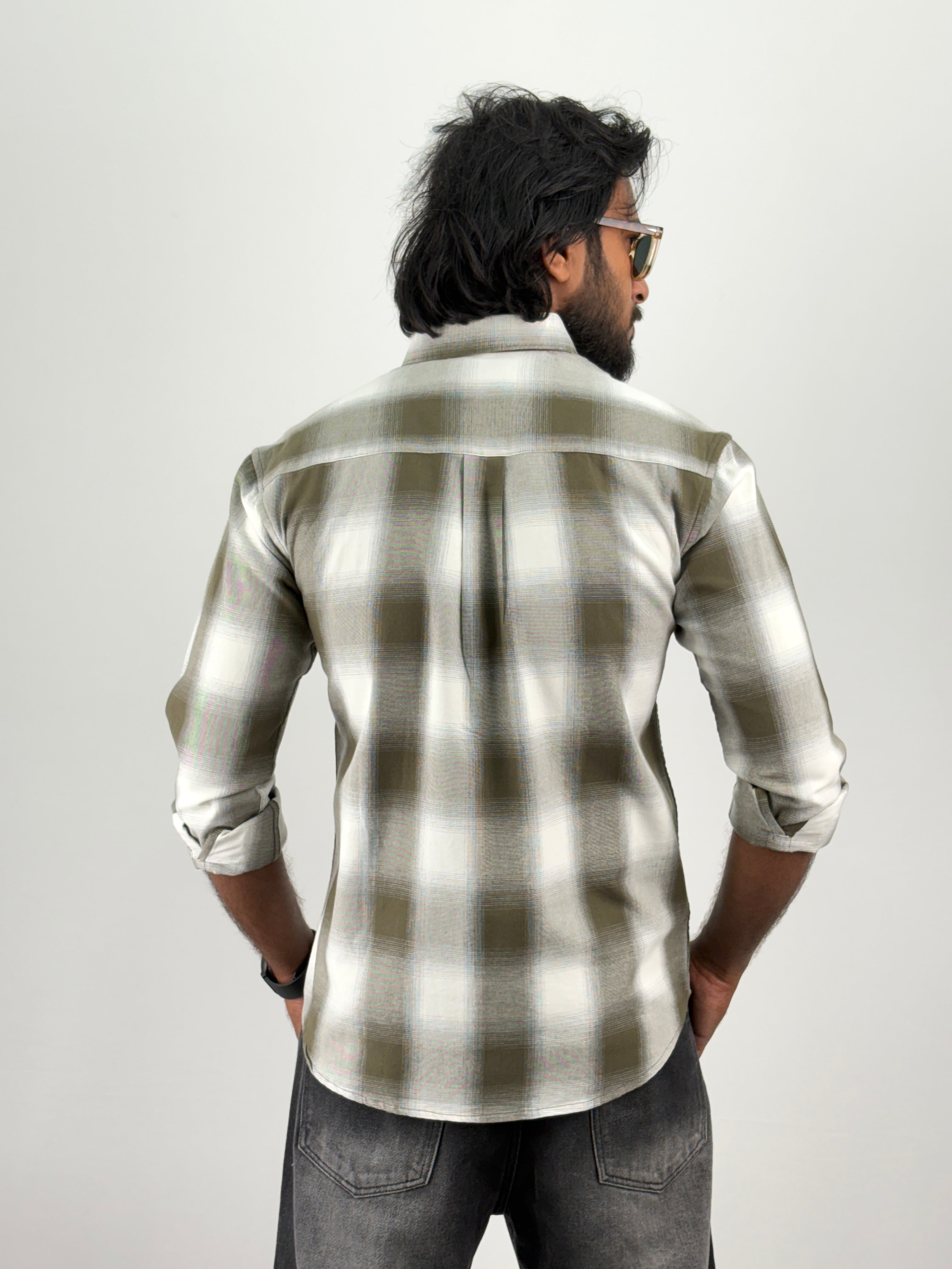 White Green Flannel Shirt