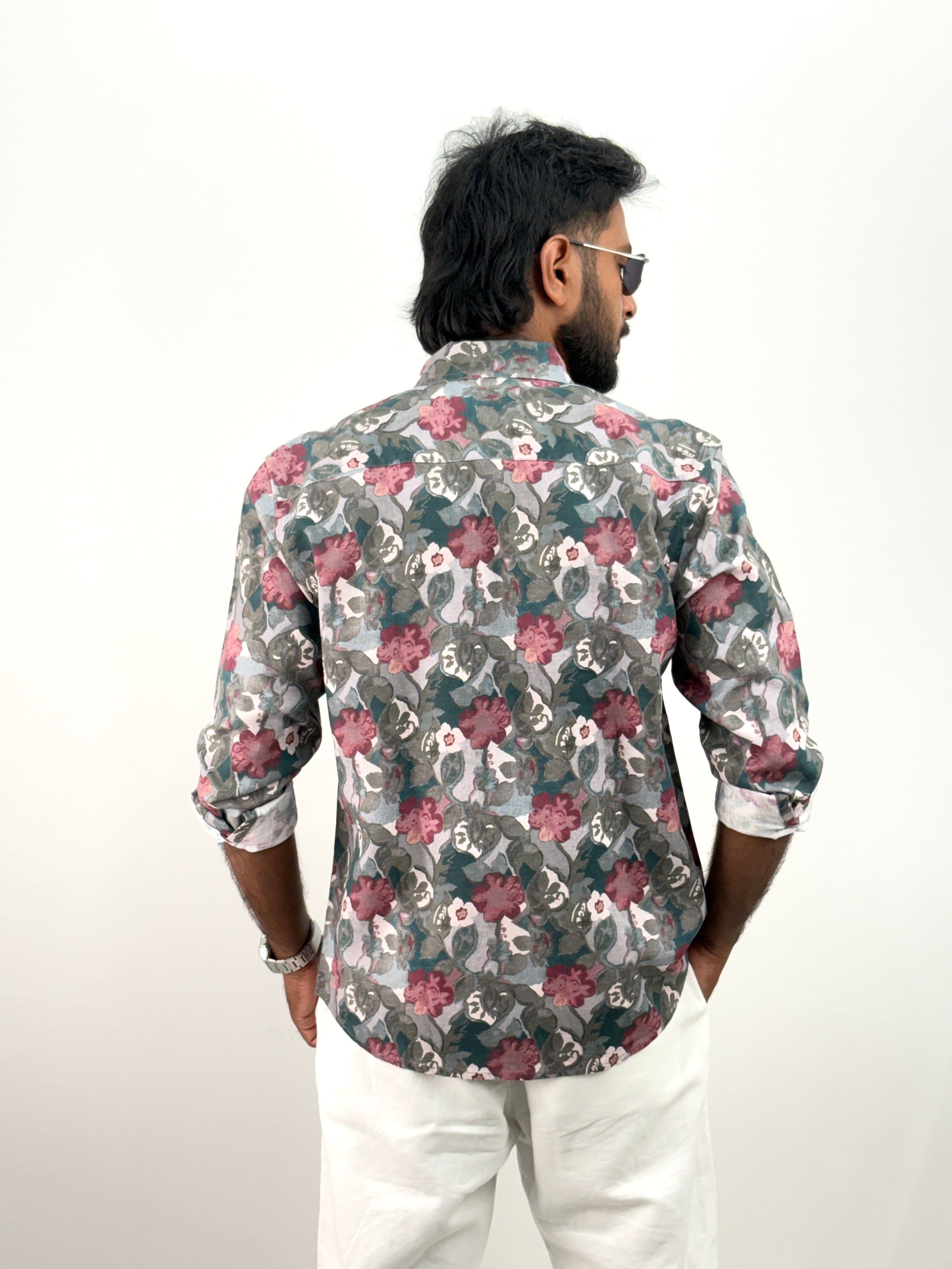 Rose Linen Printed Shirt