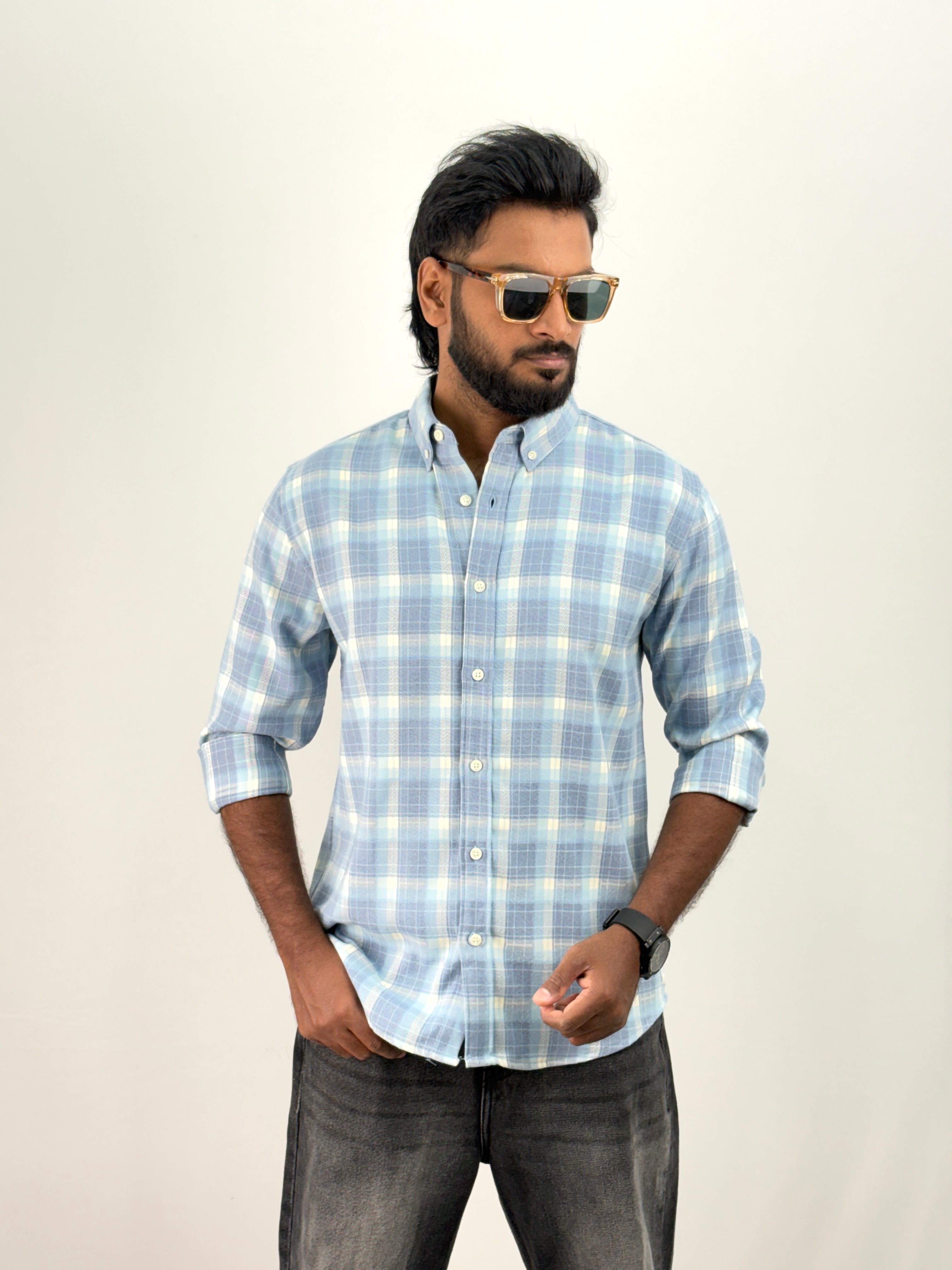 Ice Blue Flannel Shirt
