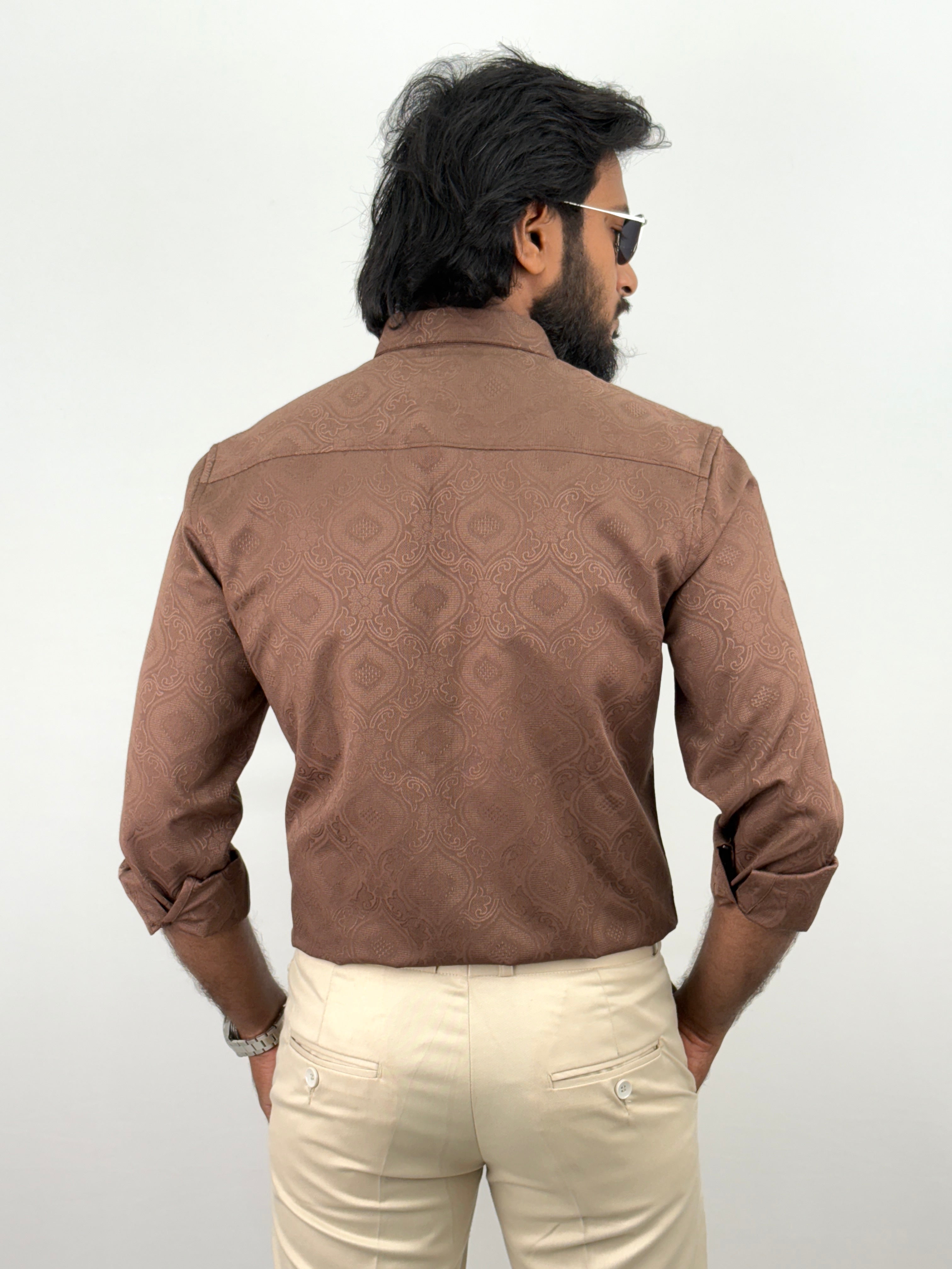 Brown Jacquard Textured Shirt