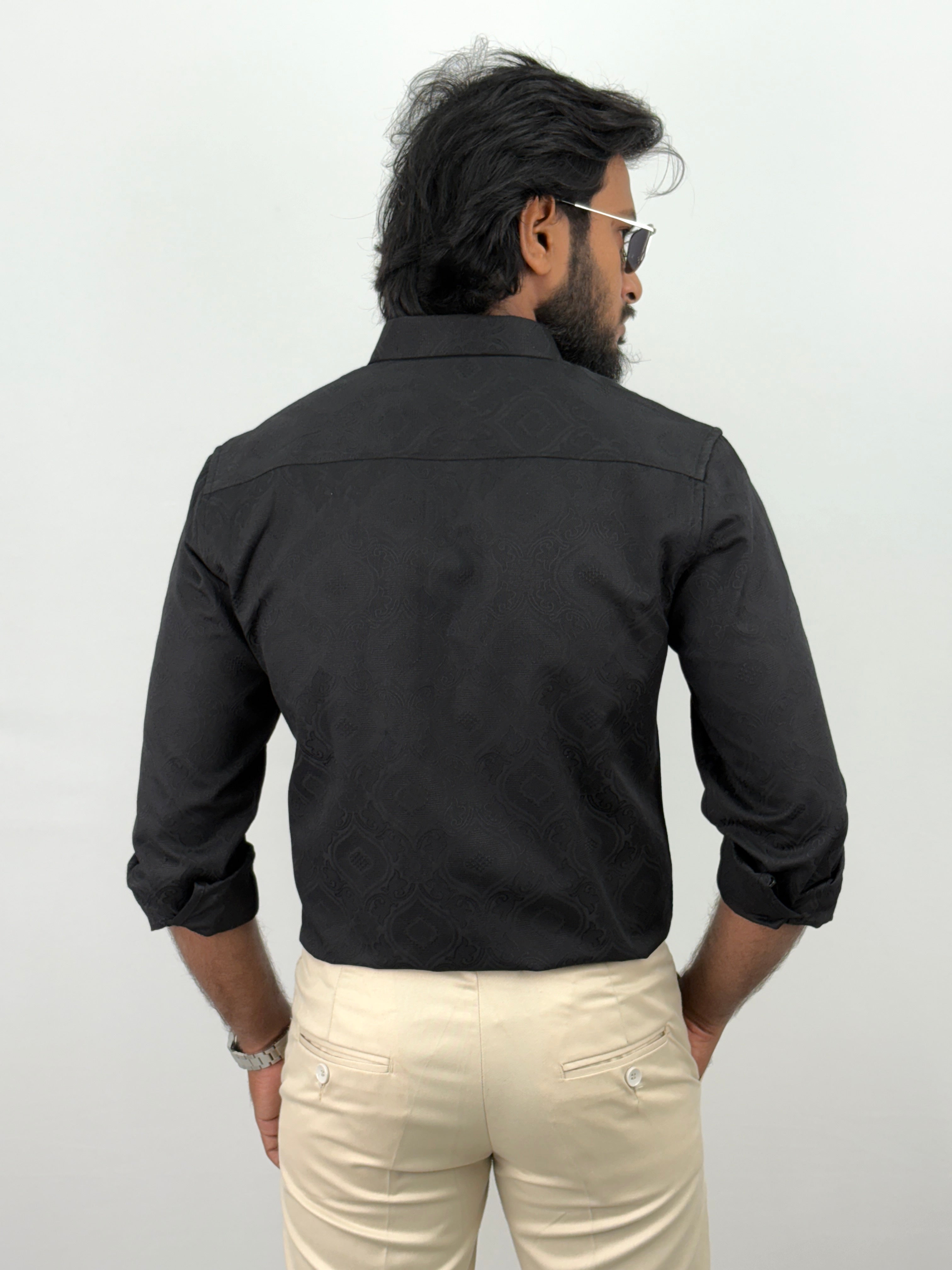Black Jacquard Textured Shirt