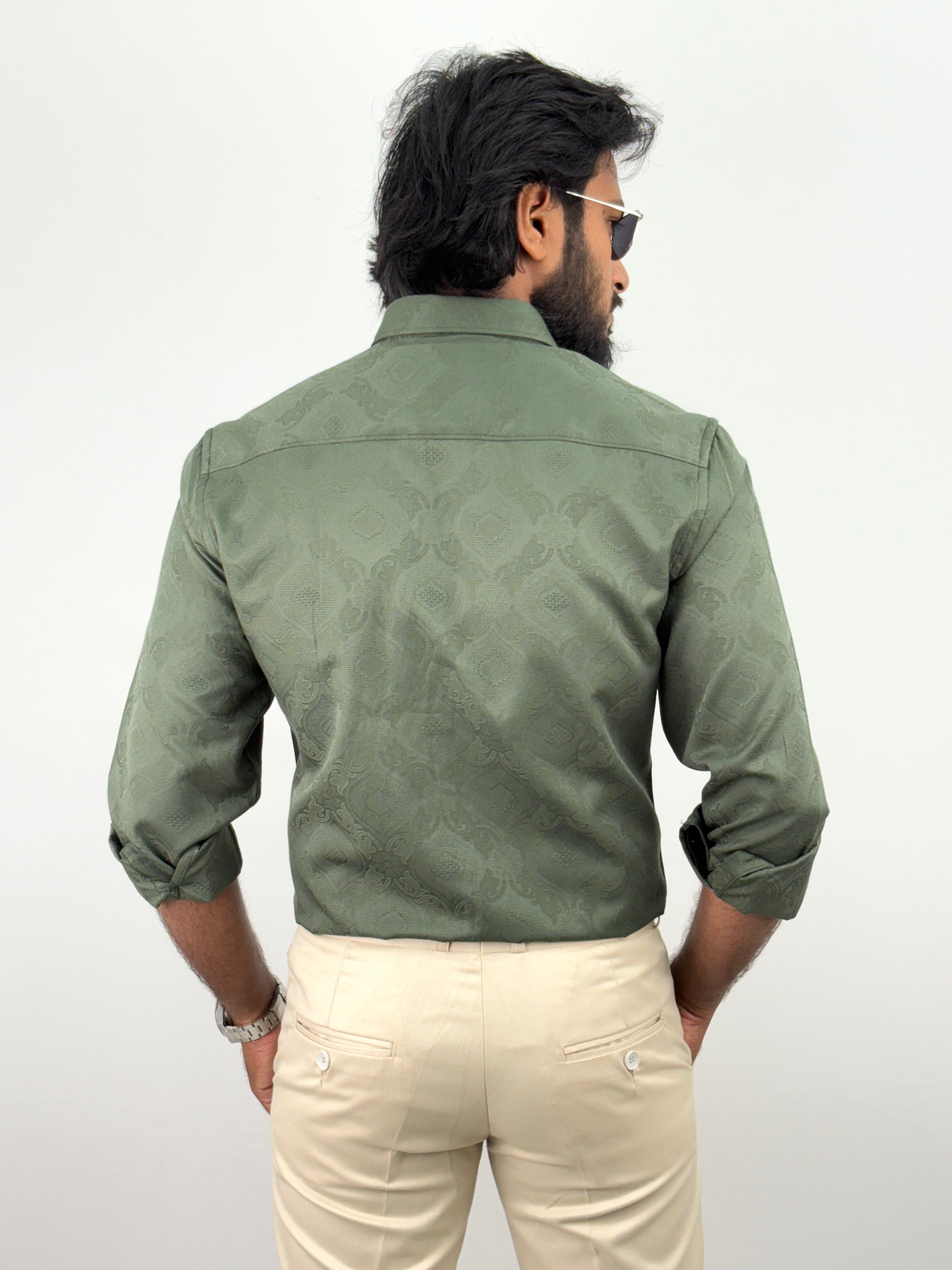 Olive Jacquard Textured Shirt