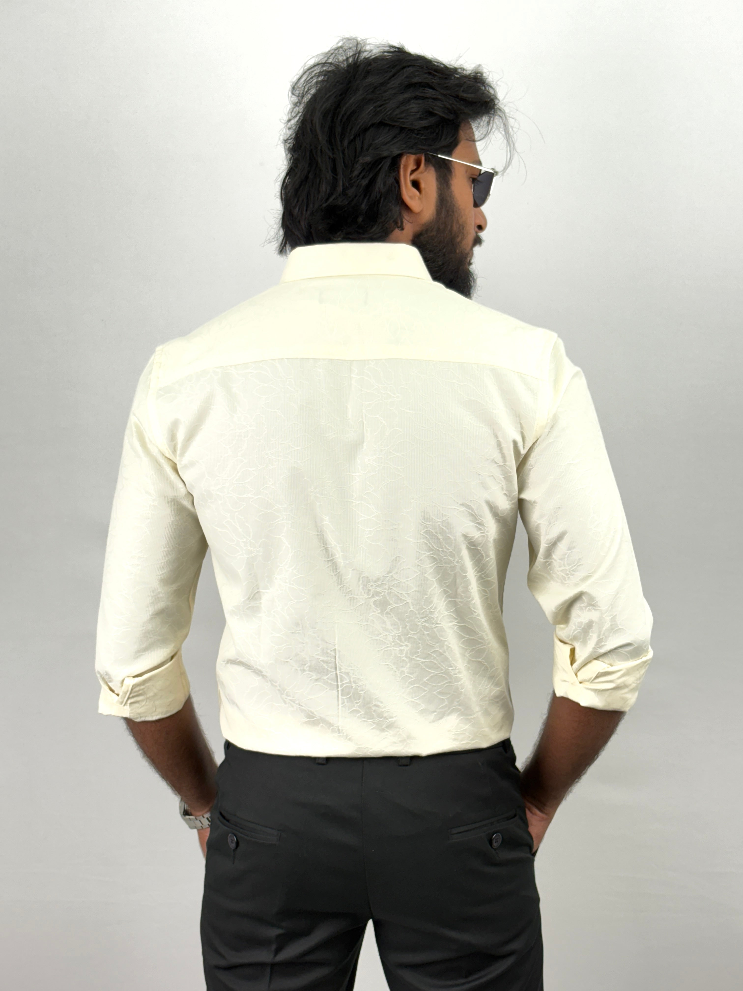 Beige Jacquard Textured Shirts