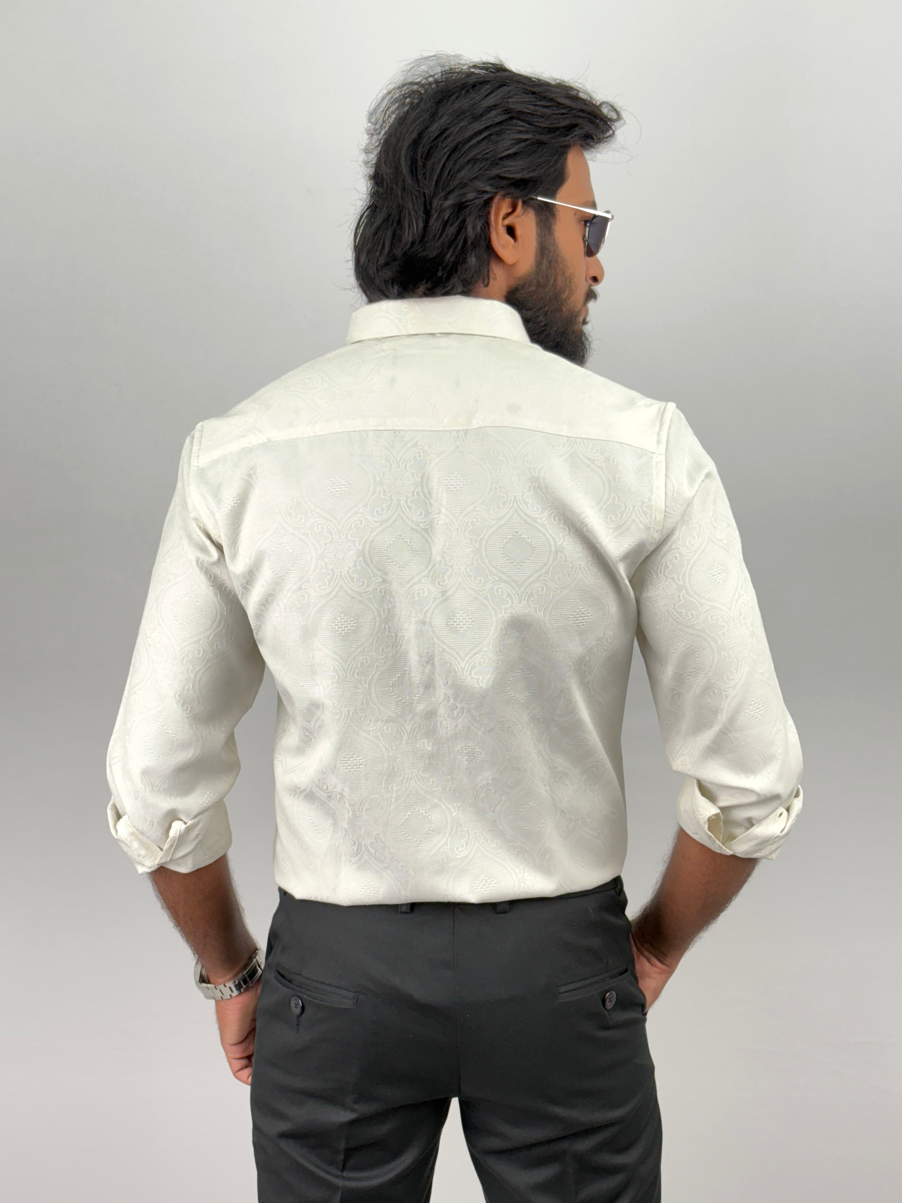Cream Jacquard Textured Shirt