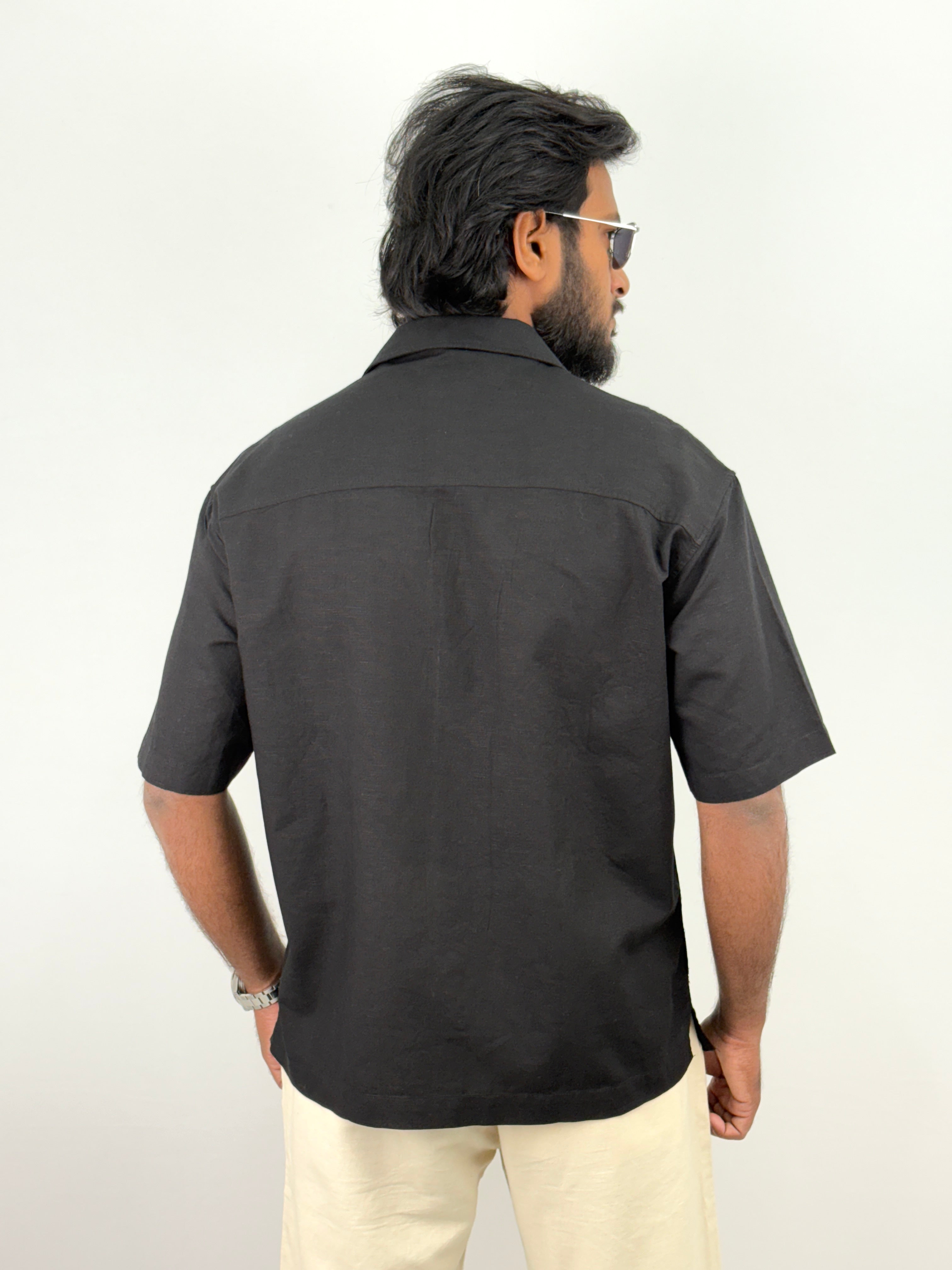 Black Half Sleeve Embroidery Shirts