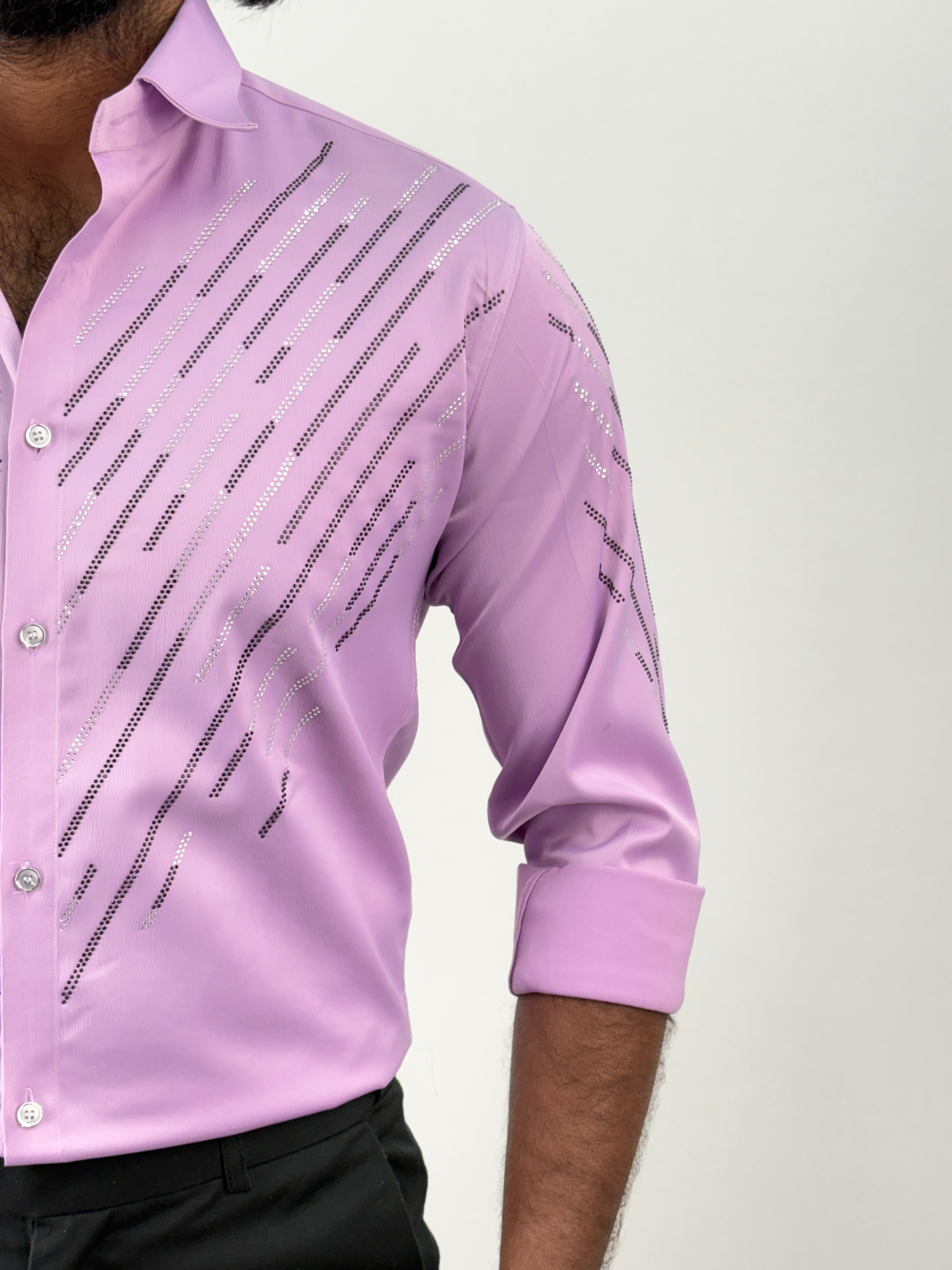 Pink Designer Stone Work Shirt 7