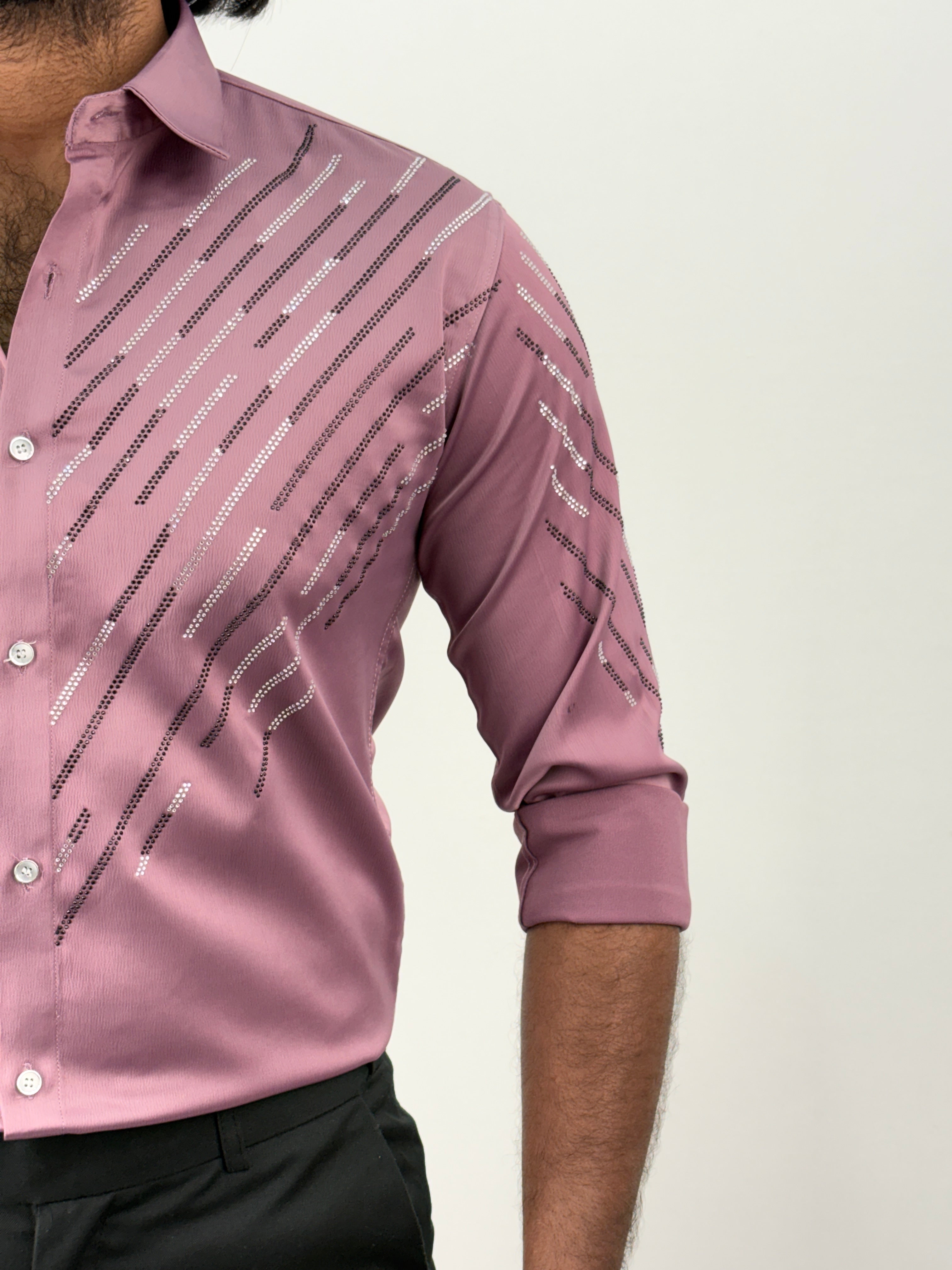 Onion Pink Designer Stone Work Shirt 7