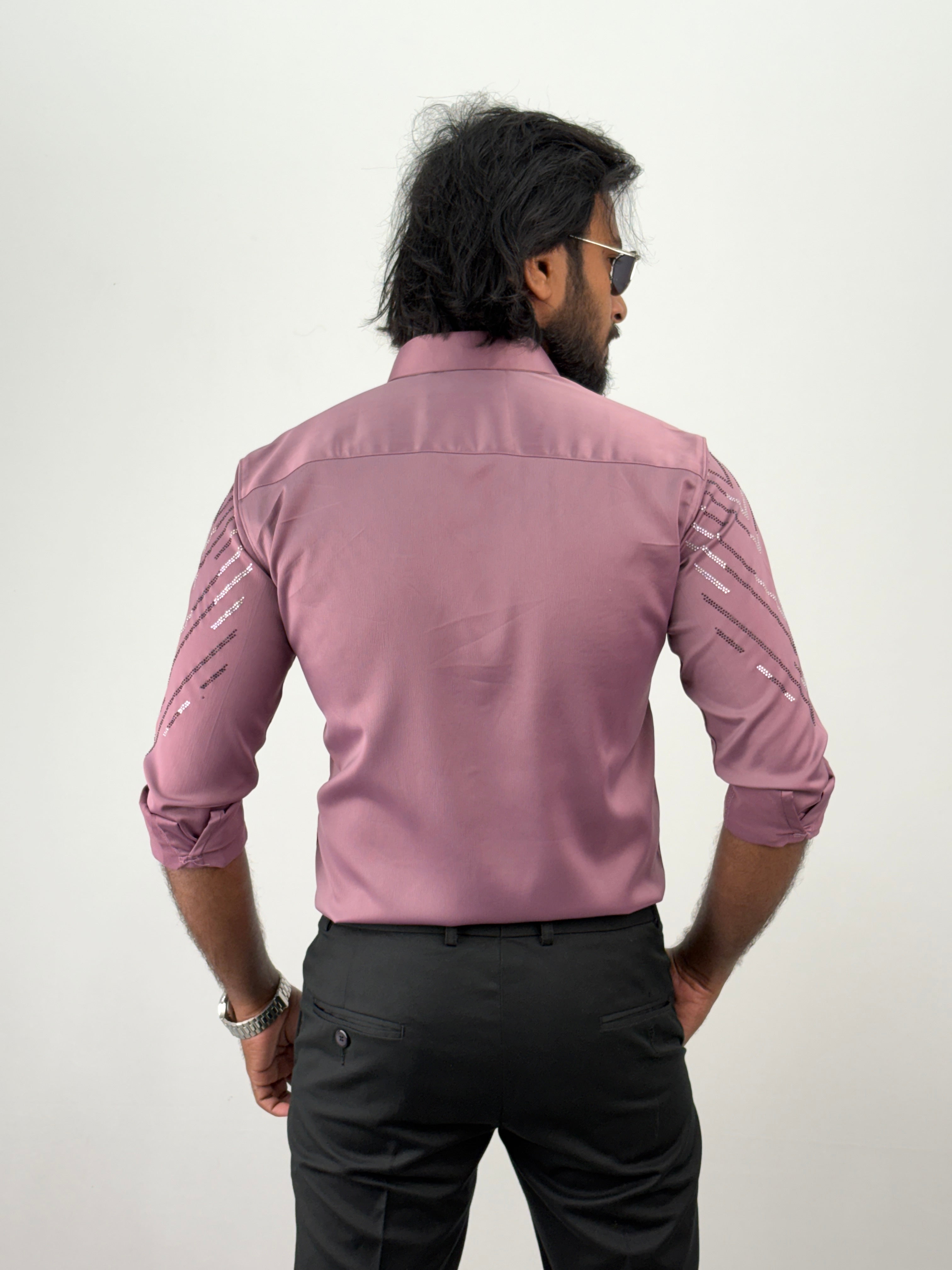 Onion Pink Designer Stone Work Shirt 7