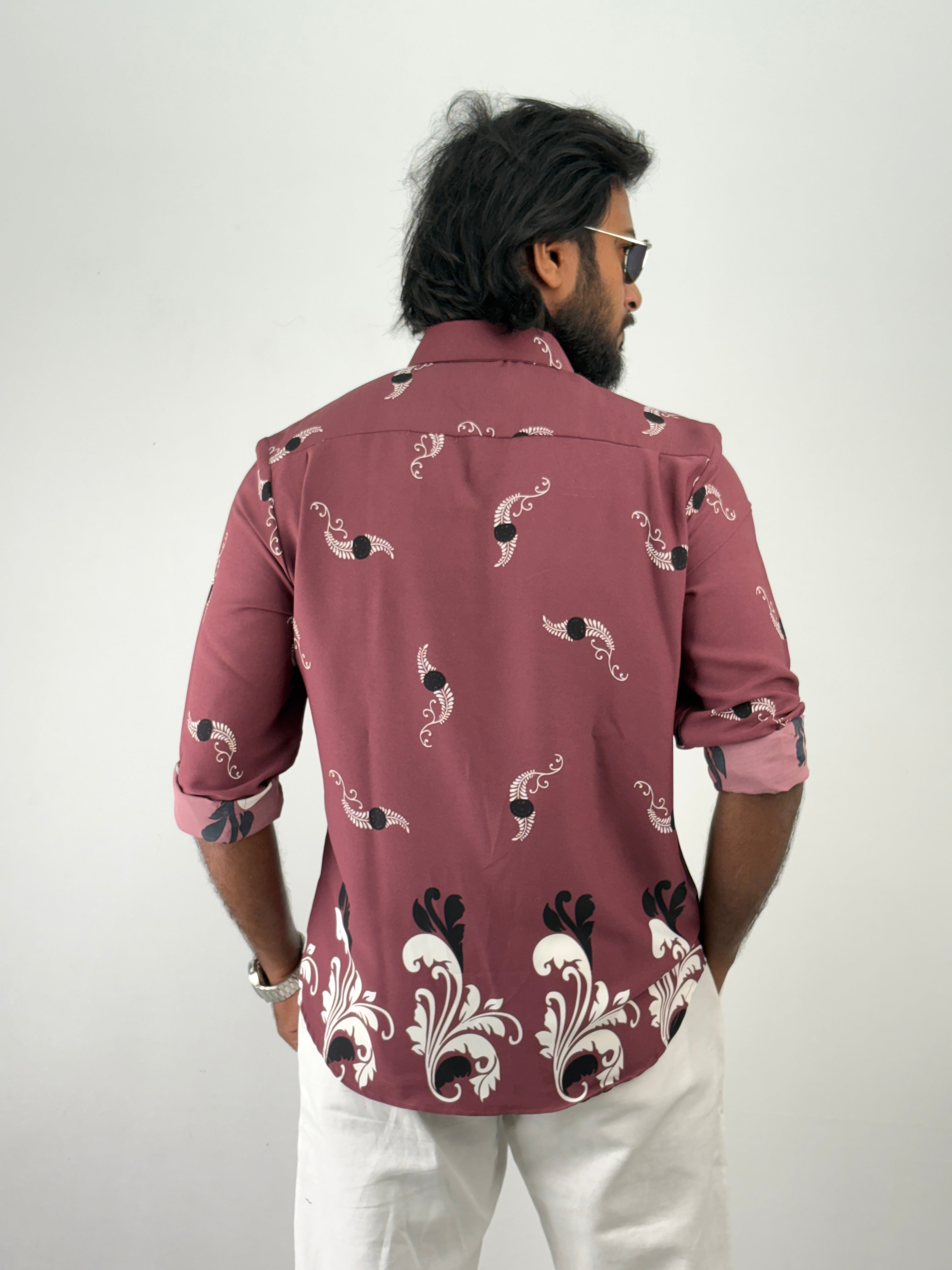 Mauve Viscose Printed Shirt