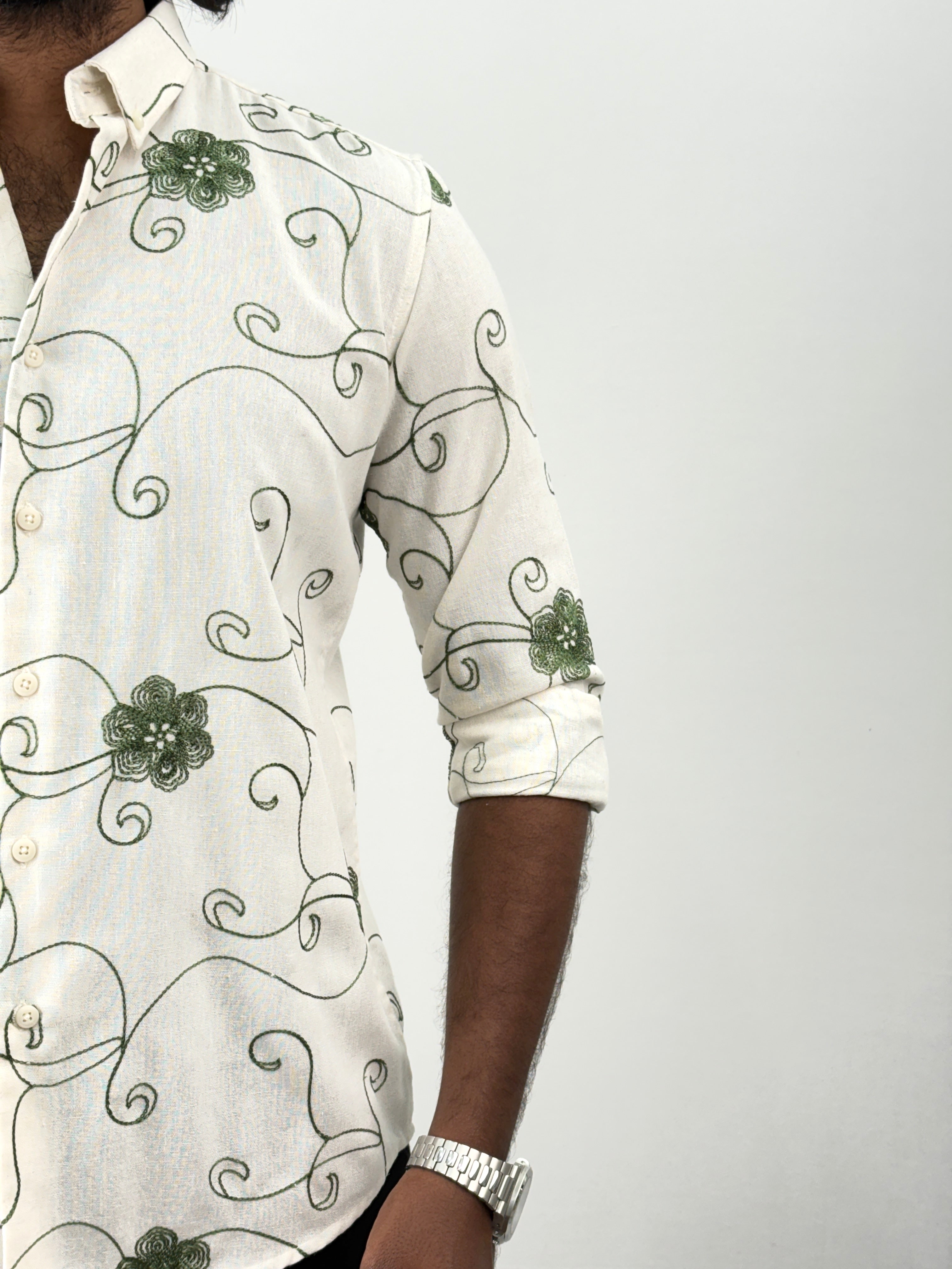 Green Embroidery Shirt