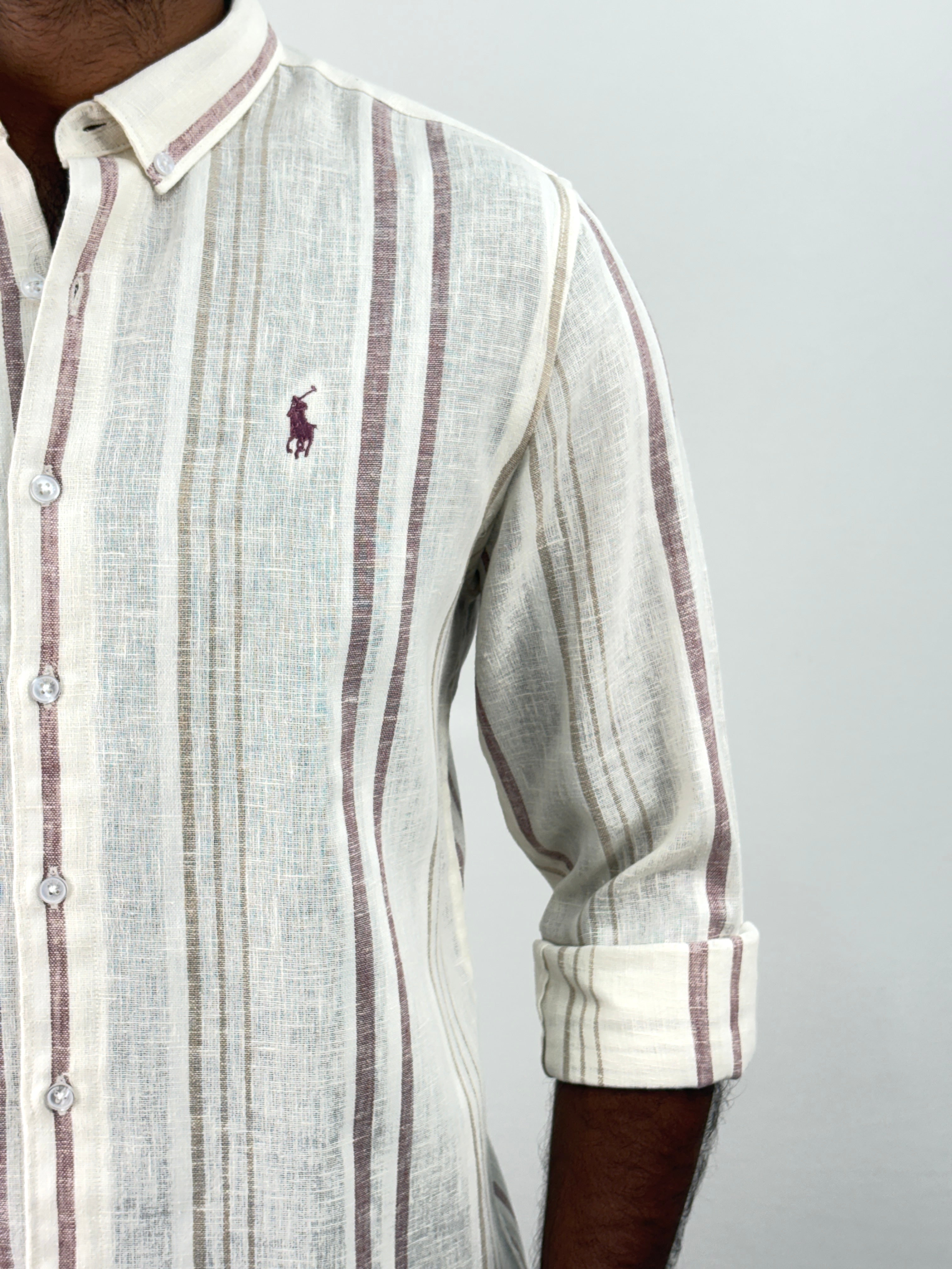 Cream Linen Stripe Shirt