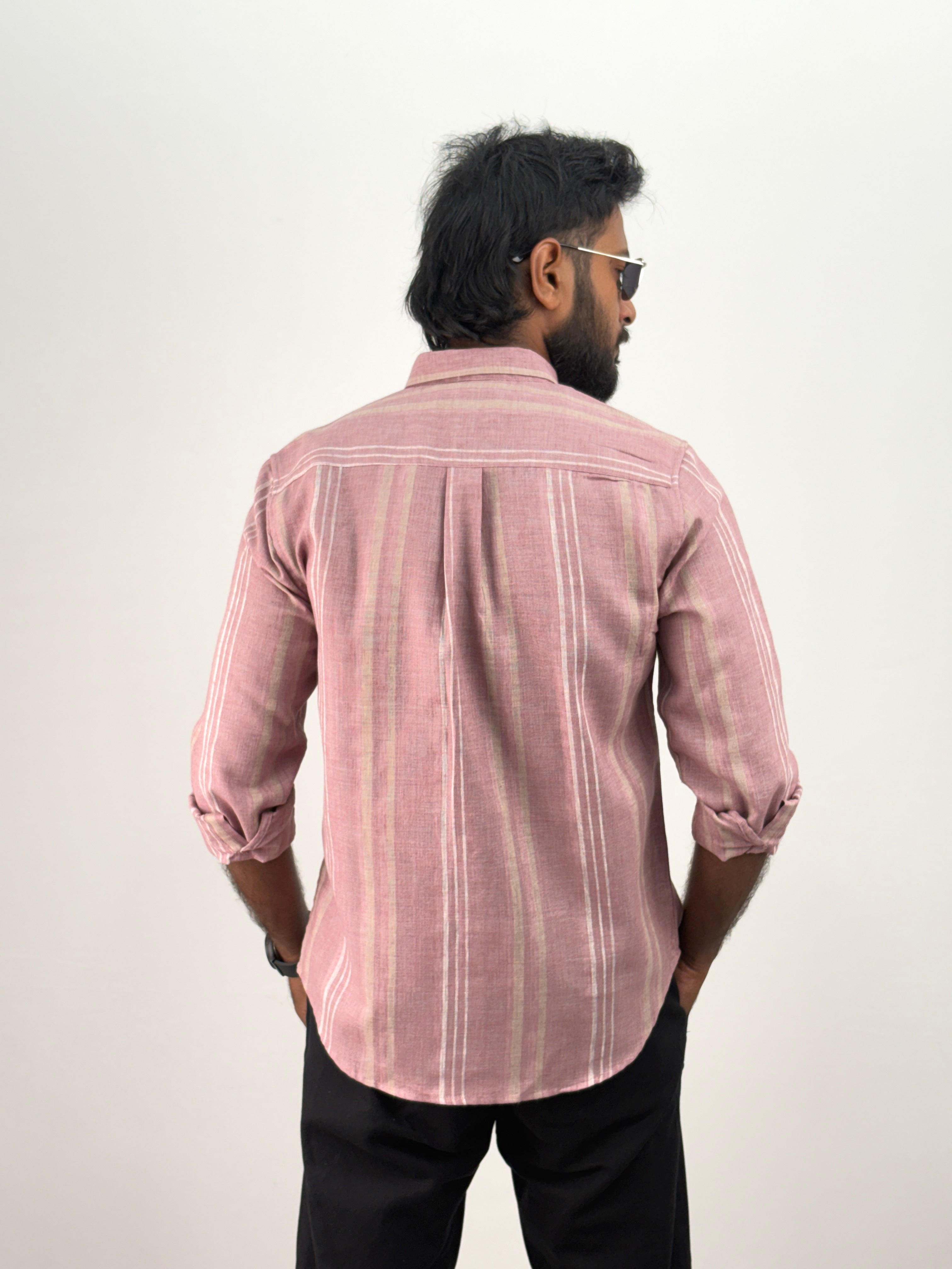 Pink Linen Stripe Shirt