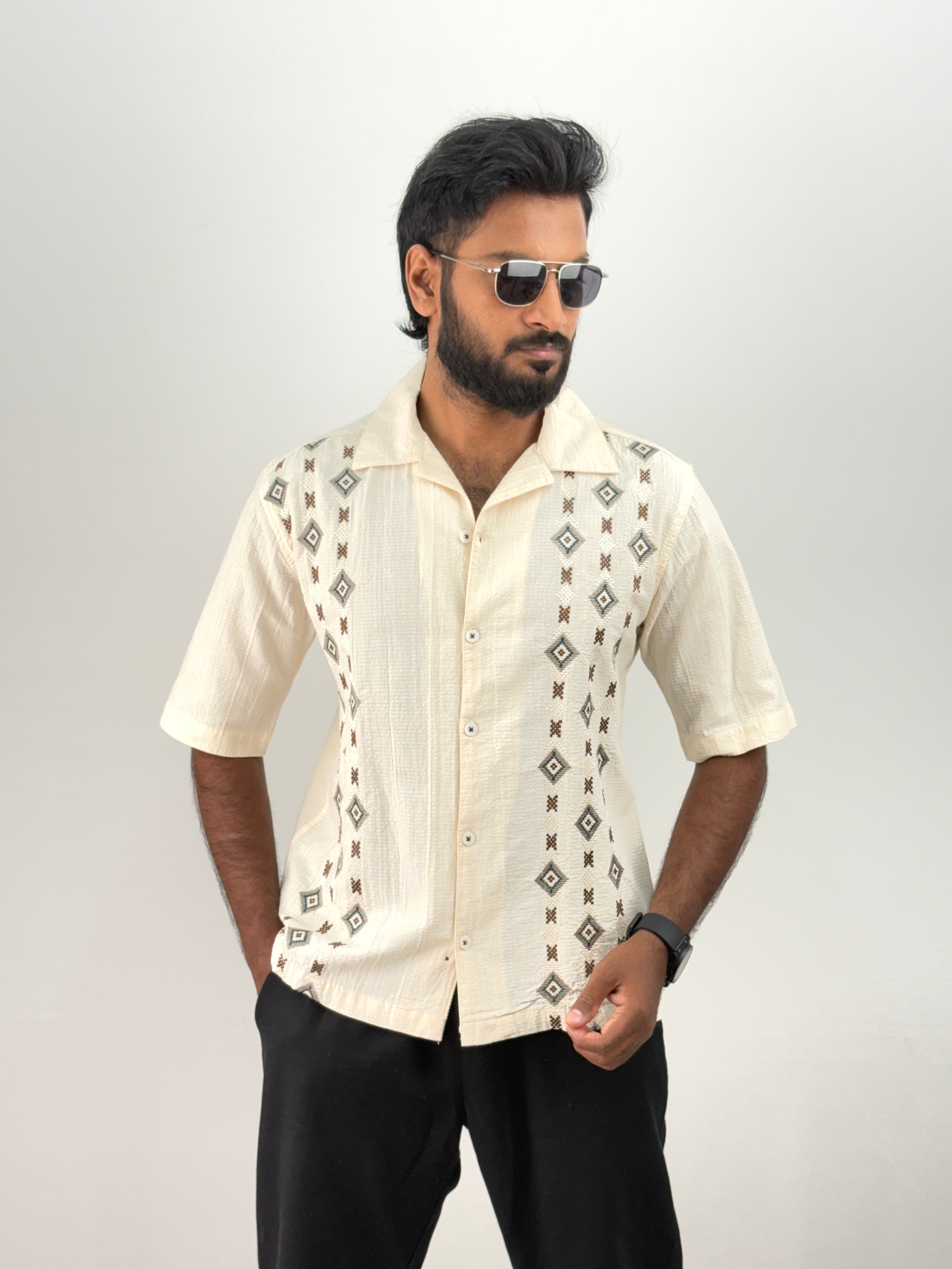 Cream Half Sleeve Shirt