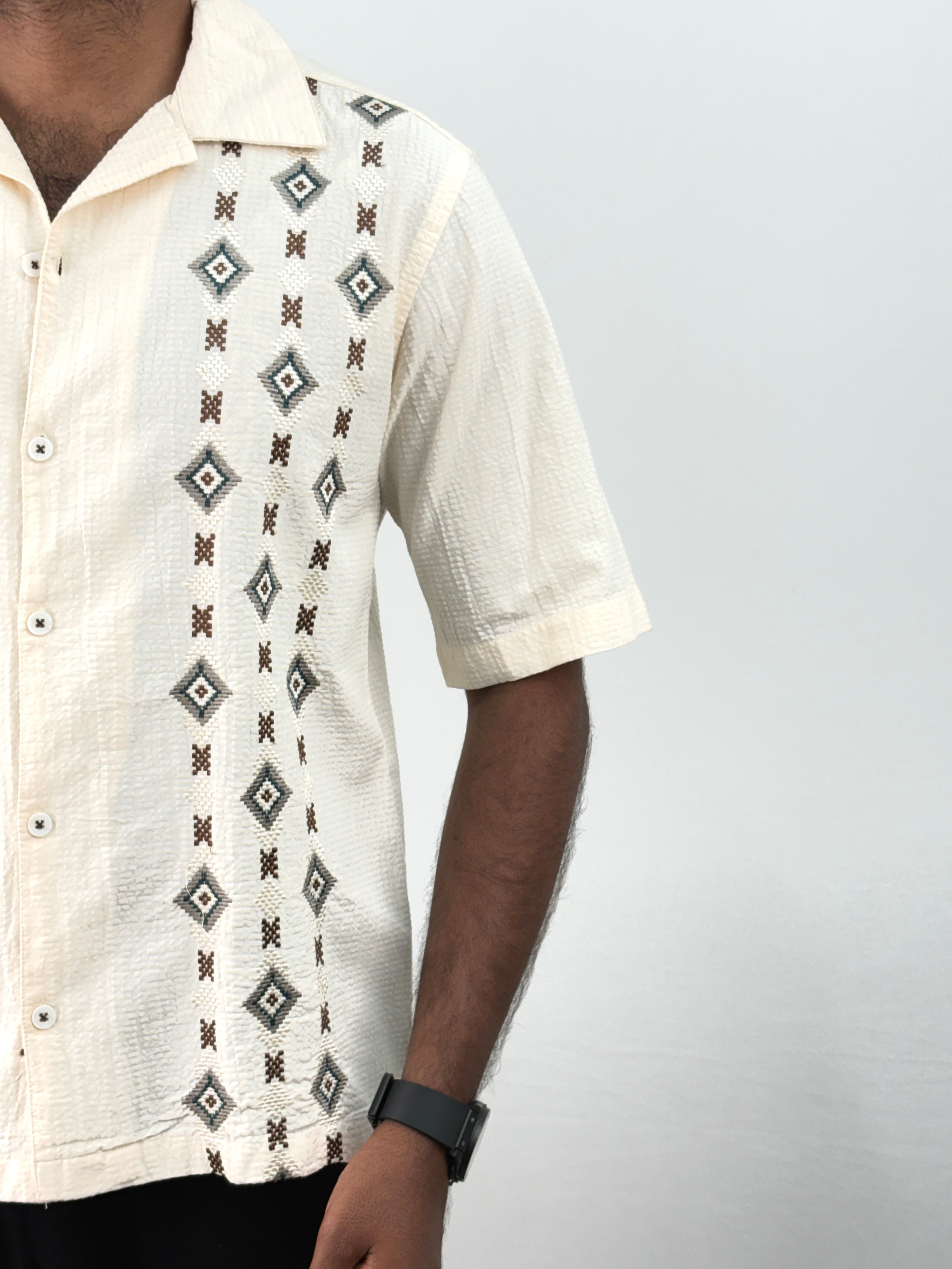 Cream Half Sleeve Shirt