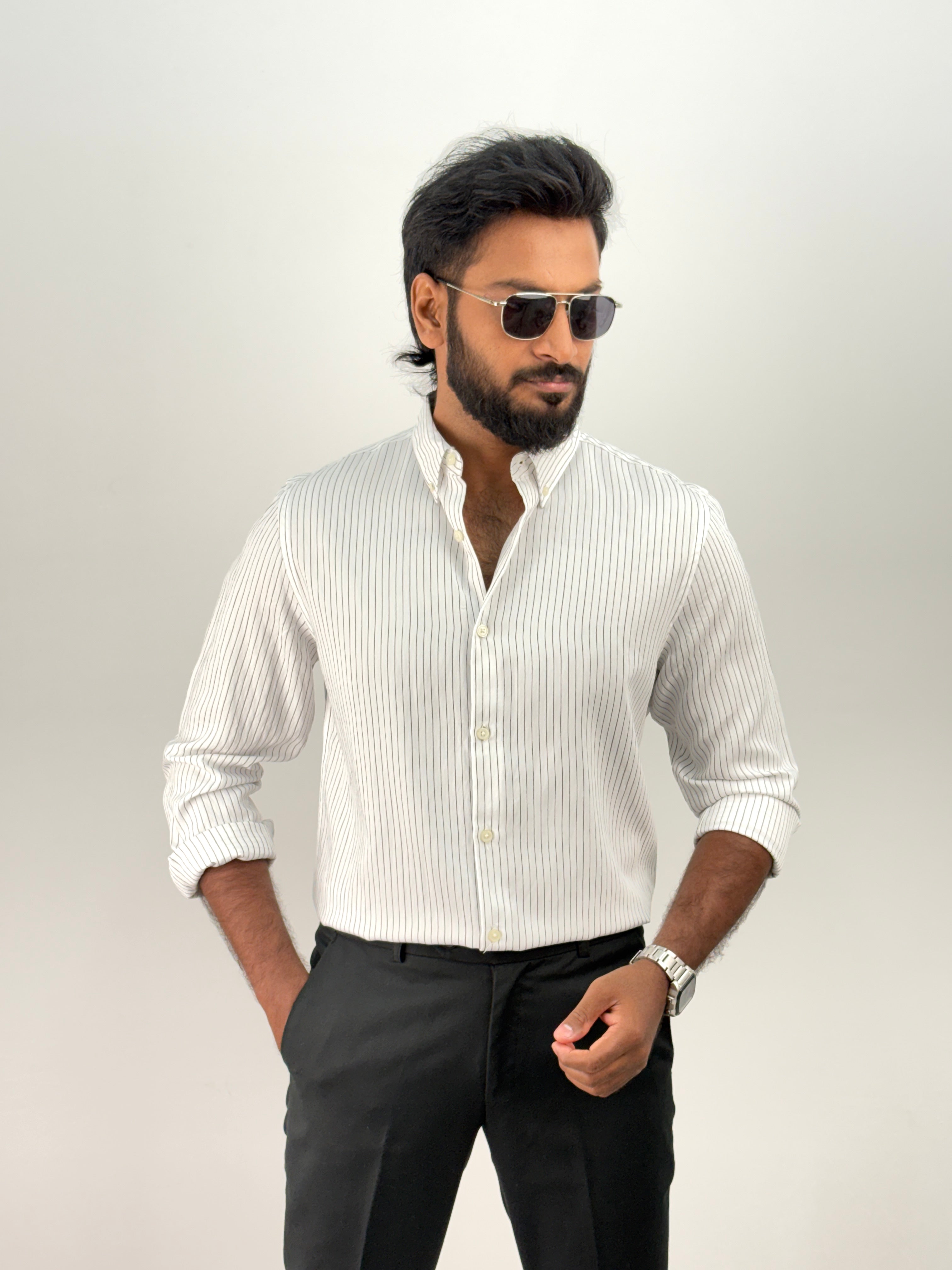 White 2 Stripe Shirt