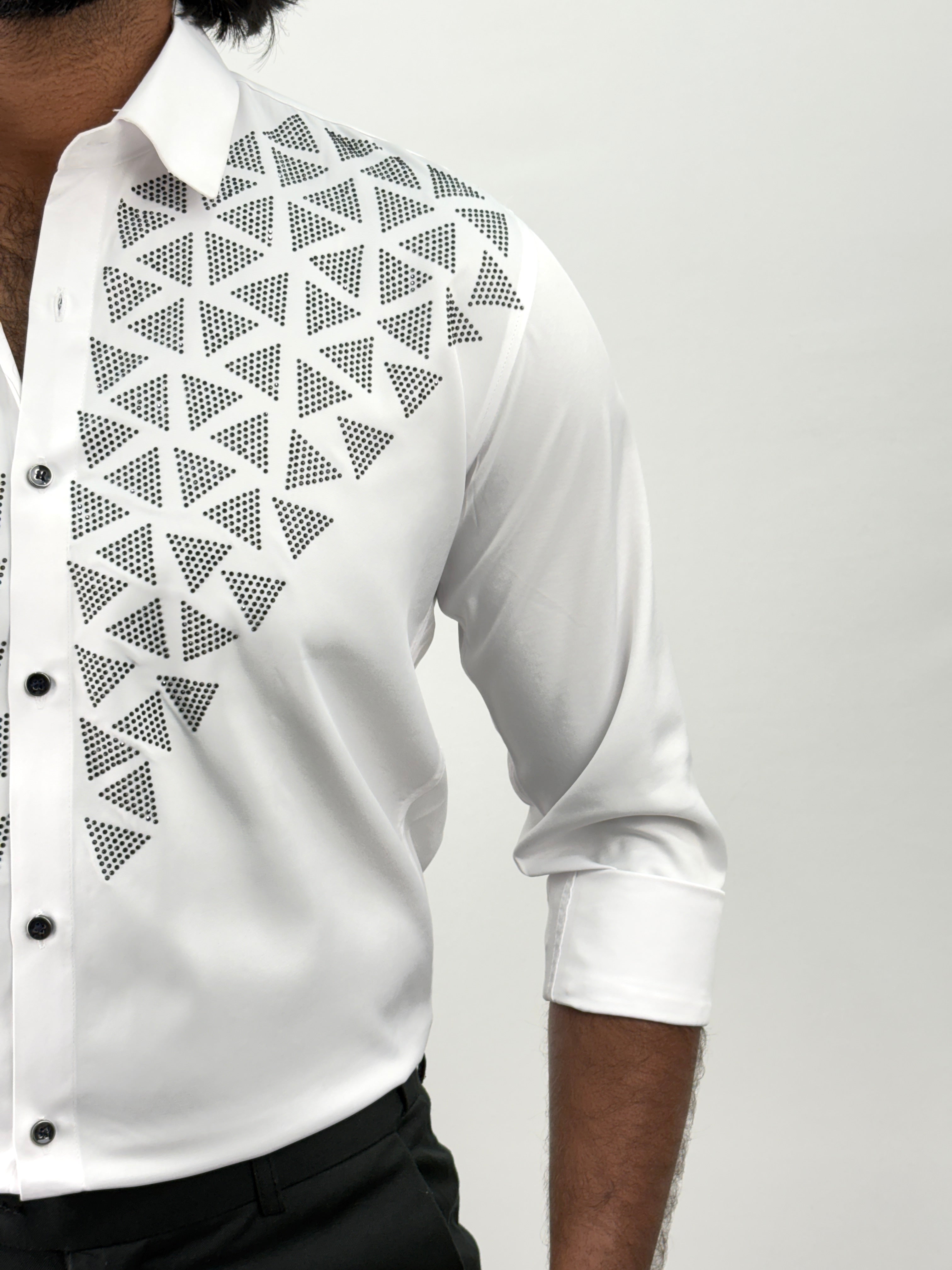White Designer Stone Work Shirt 8