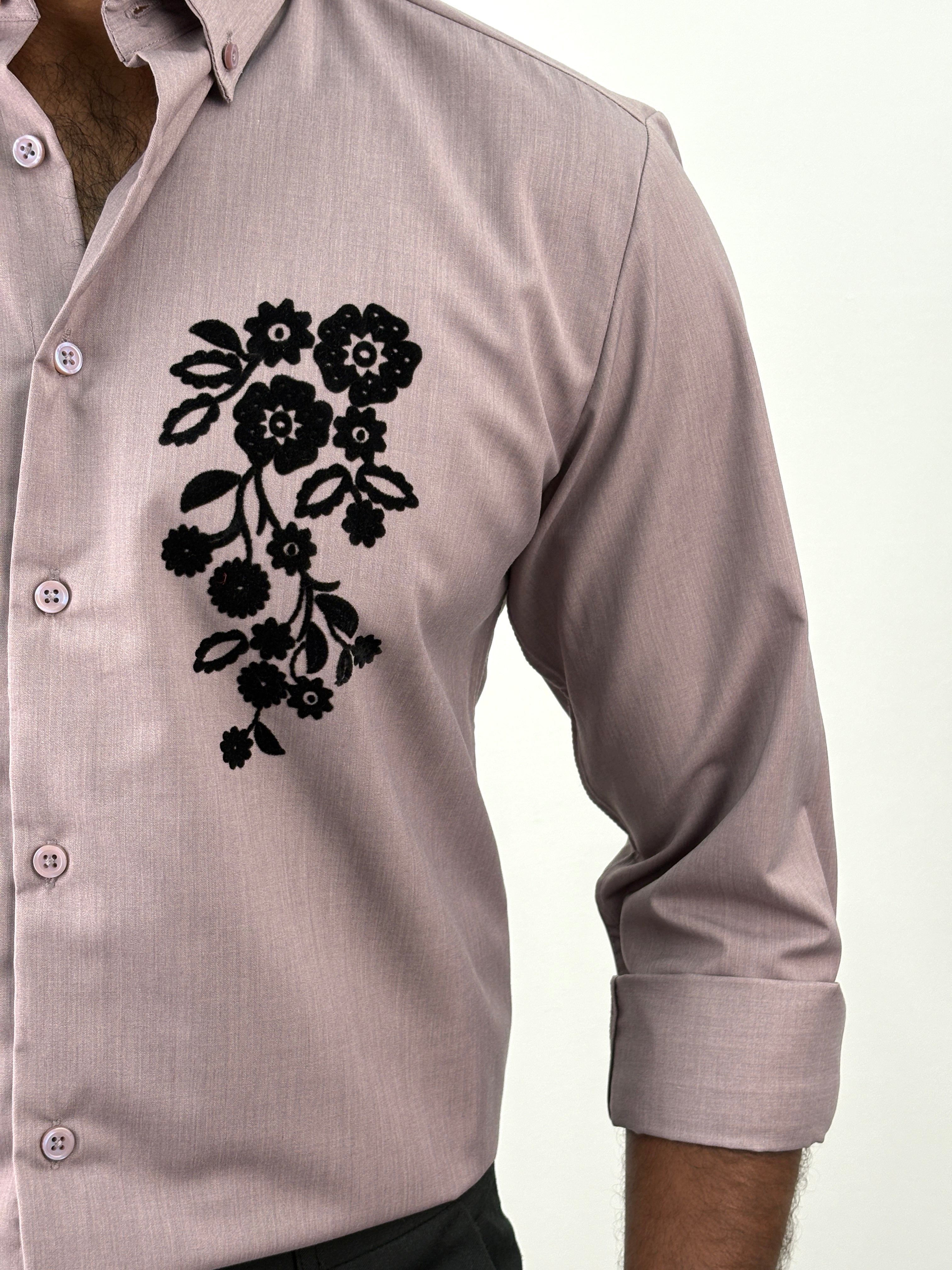 Lavender Flock Printed Shirt 2