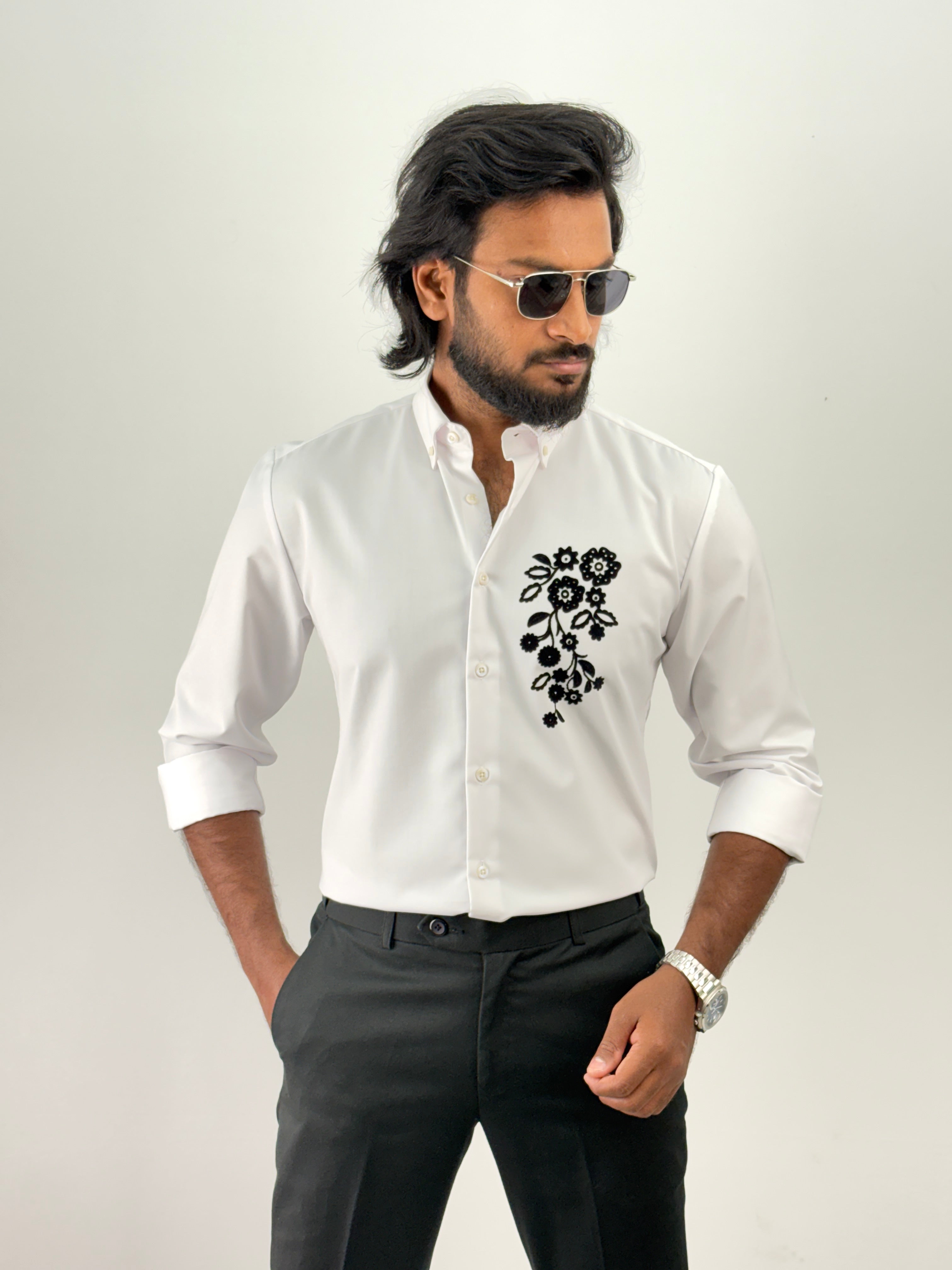 White Flock Printed Shirt 2