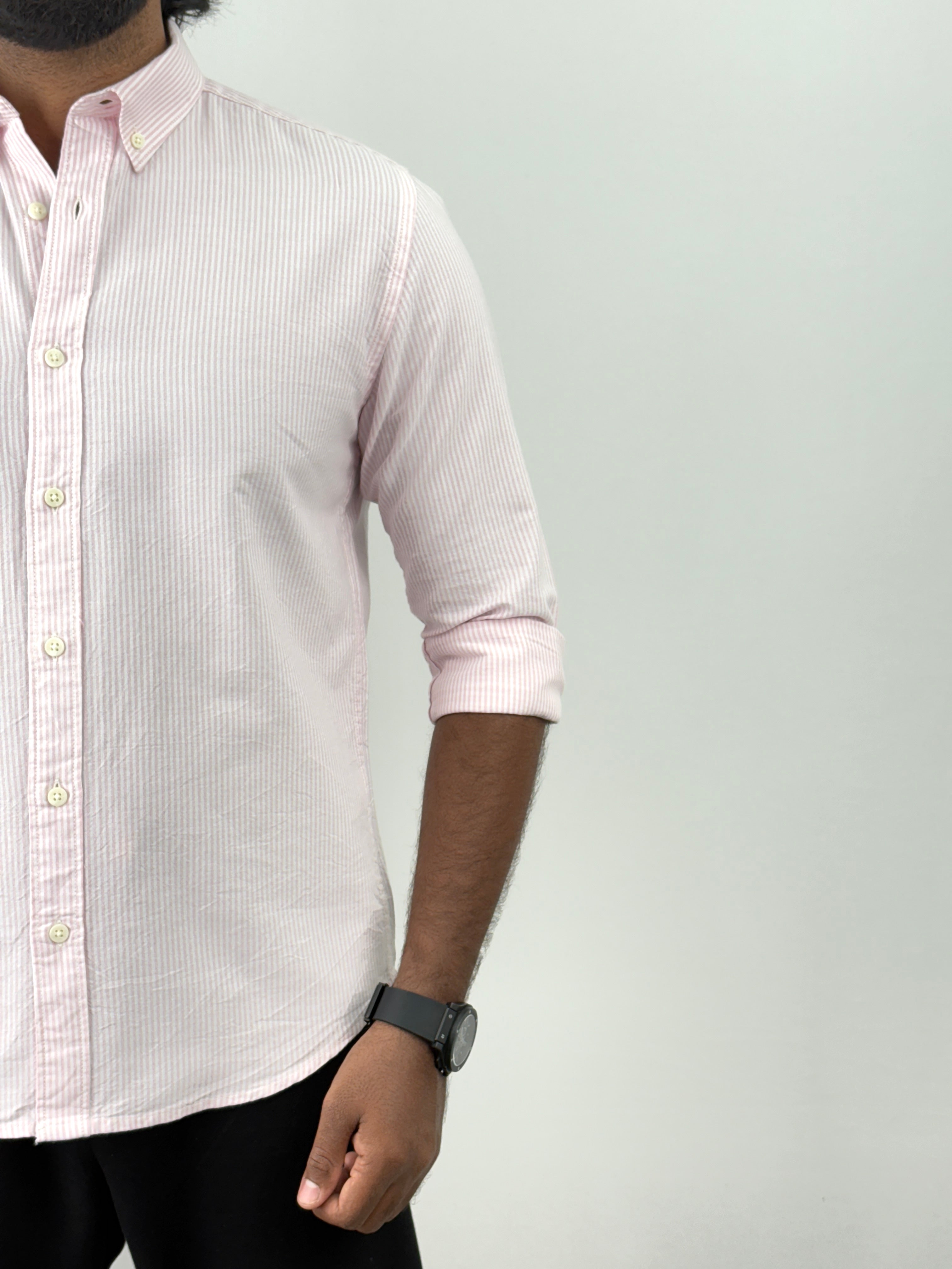 Pink Elbow Patch Stripe Shirt