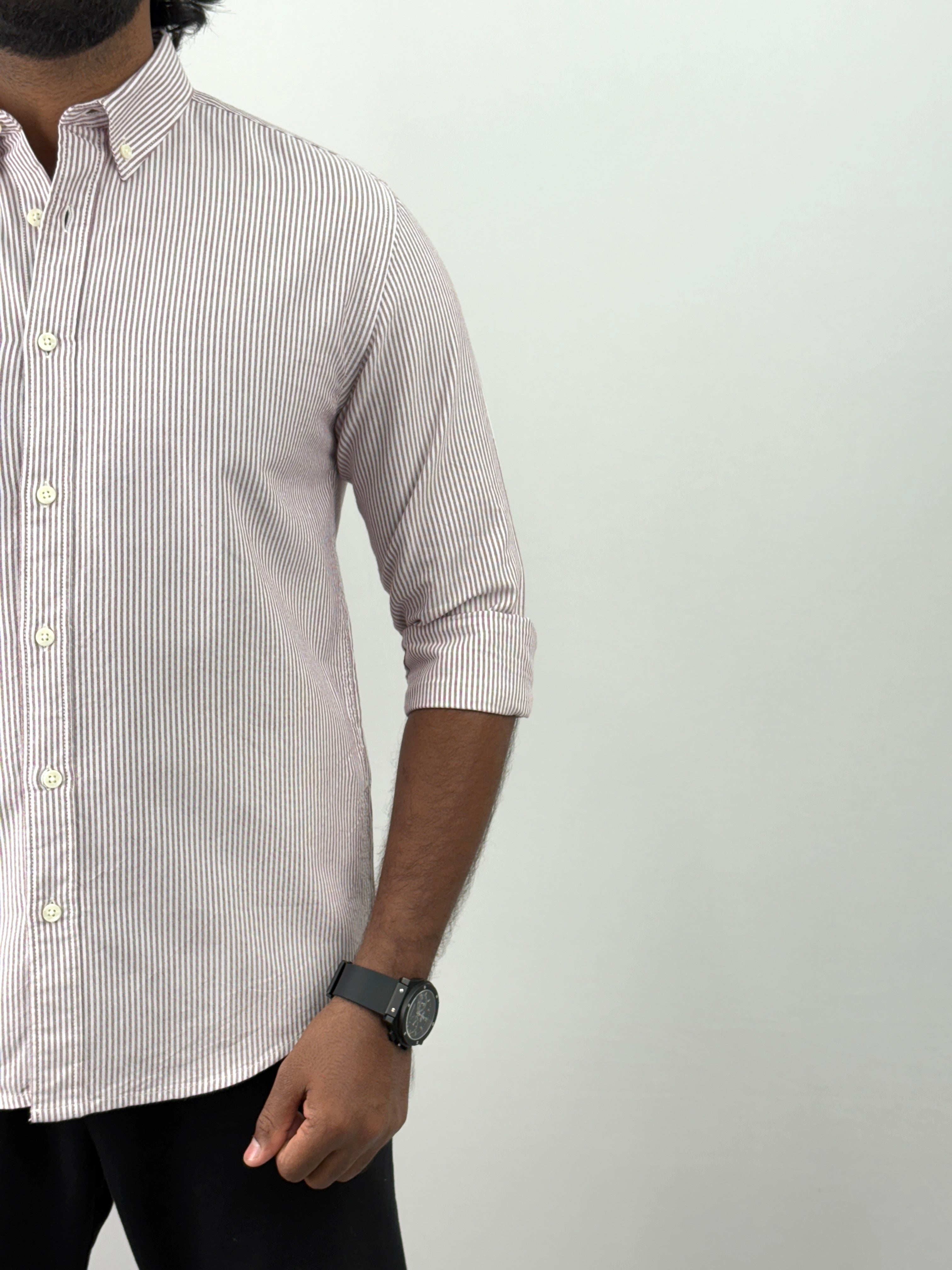 Cherry Elbow Patch Stripe Shirt