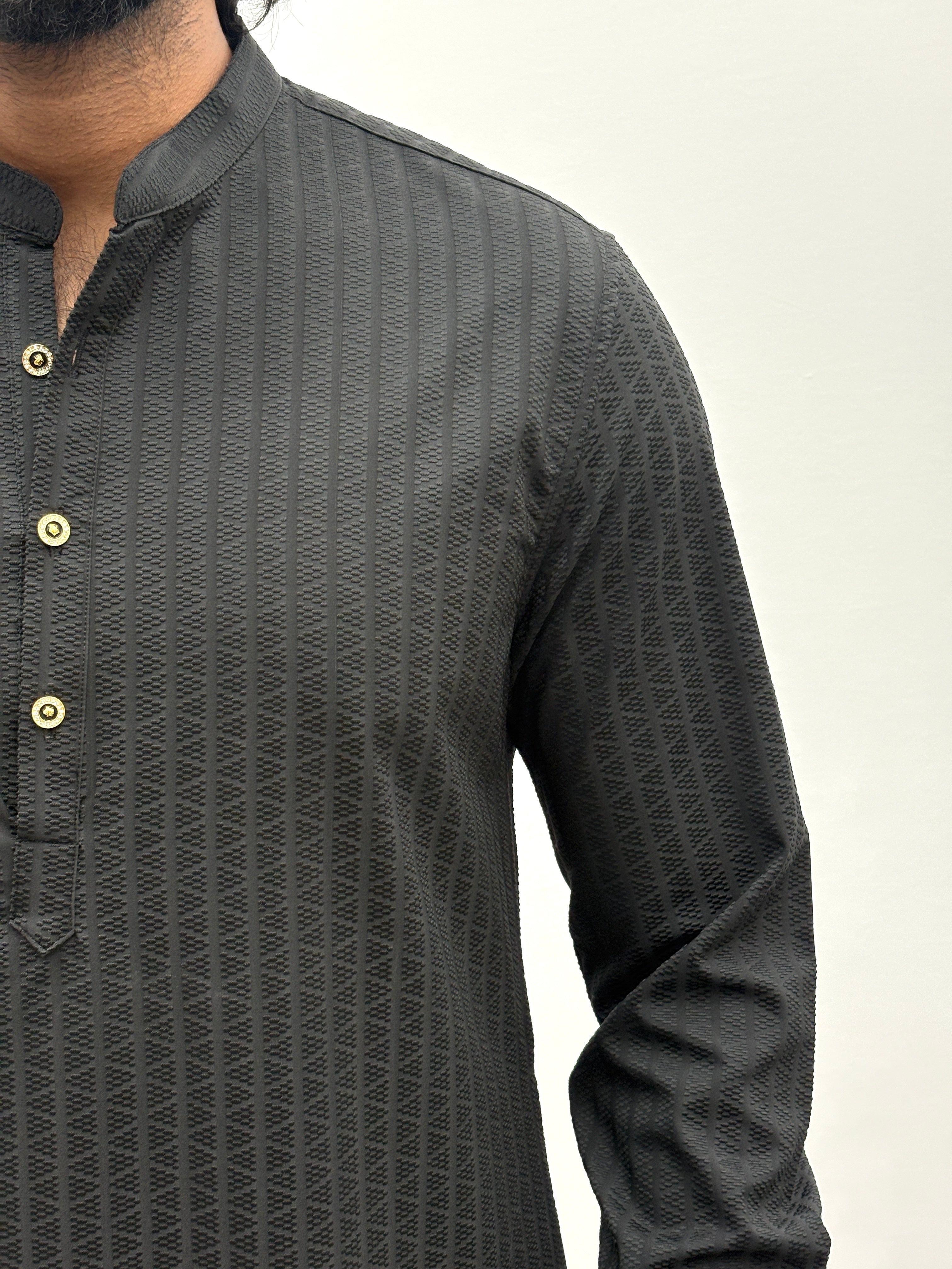 Black Textured Kurta