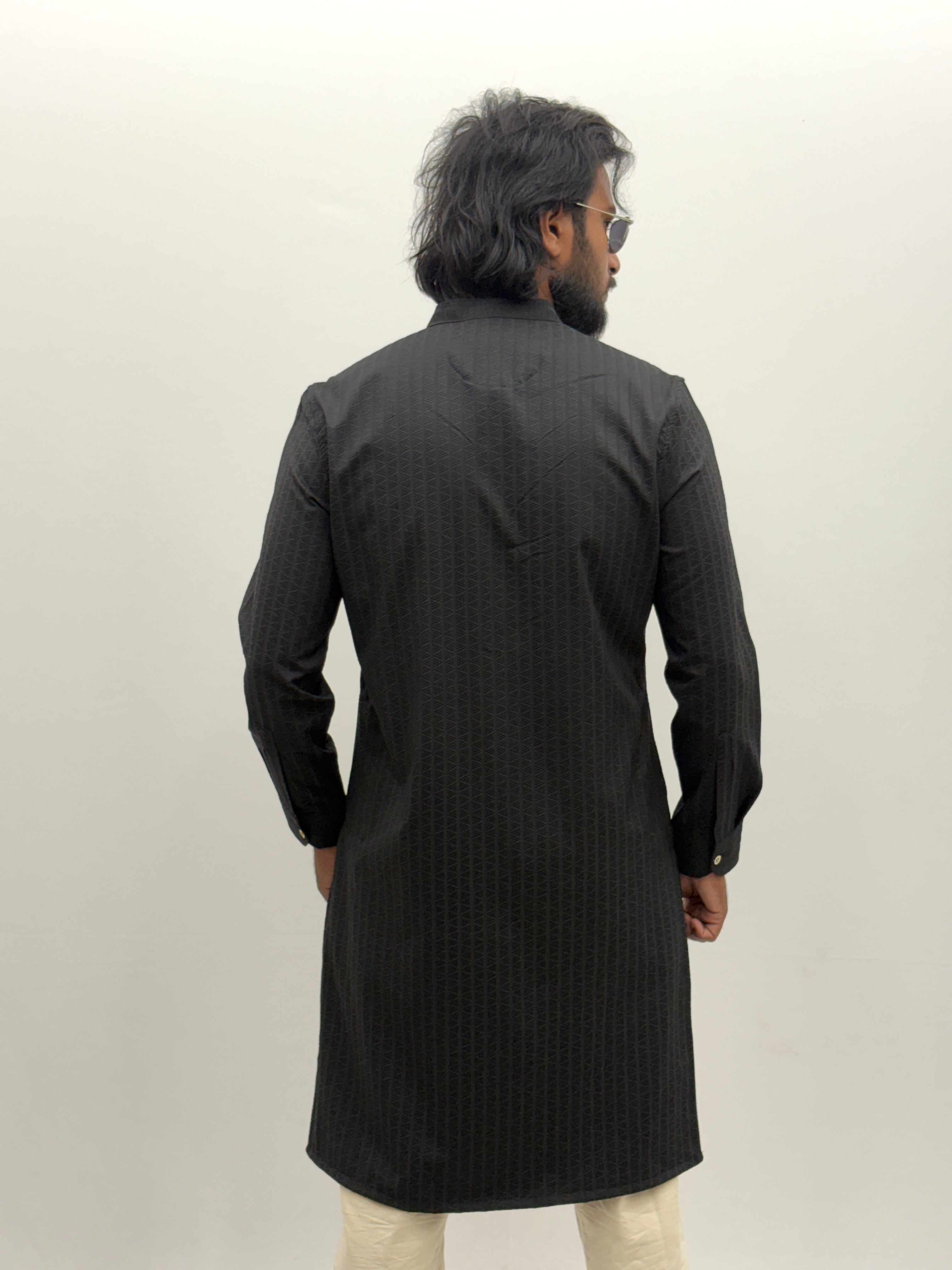 Black Textured Kurta