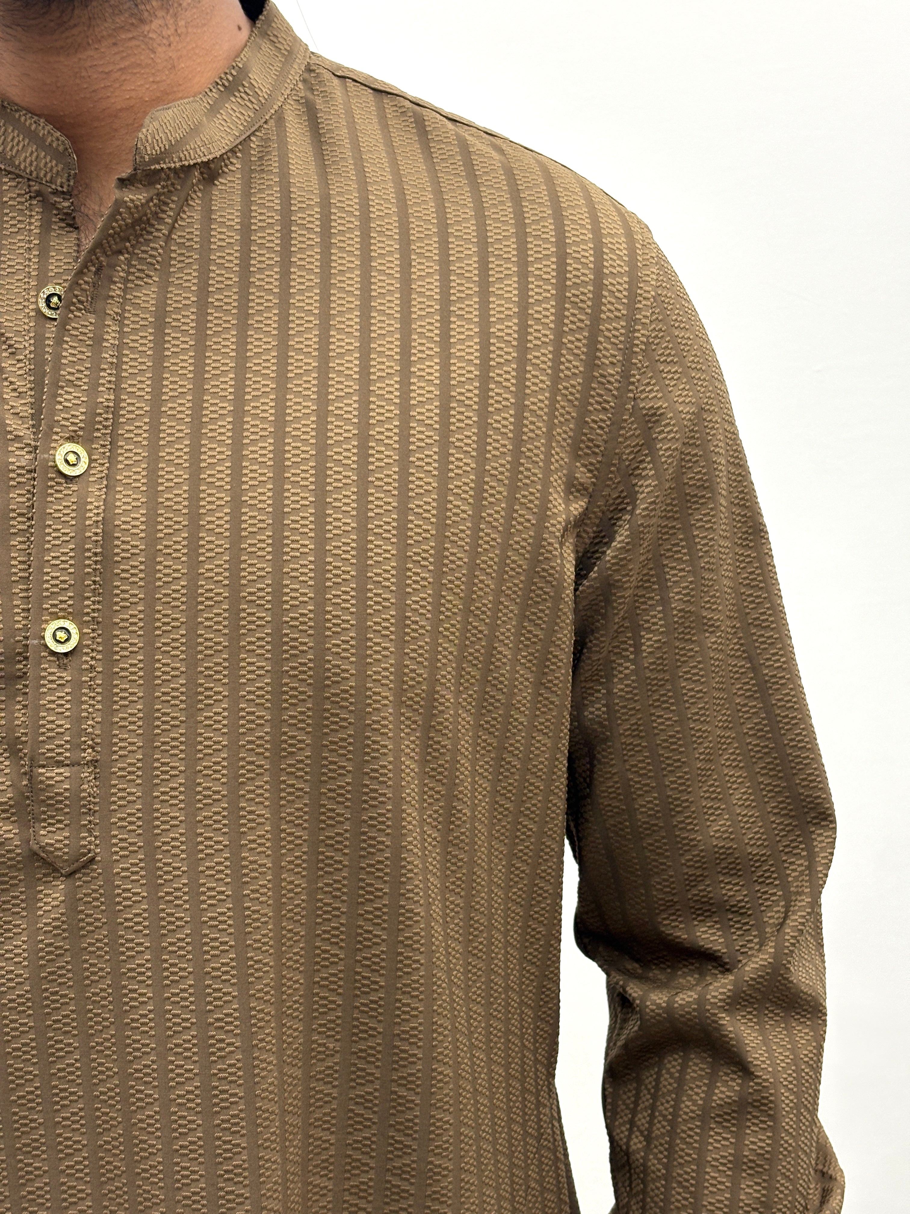 Brown Textured Kurta