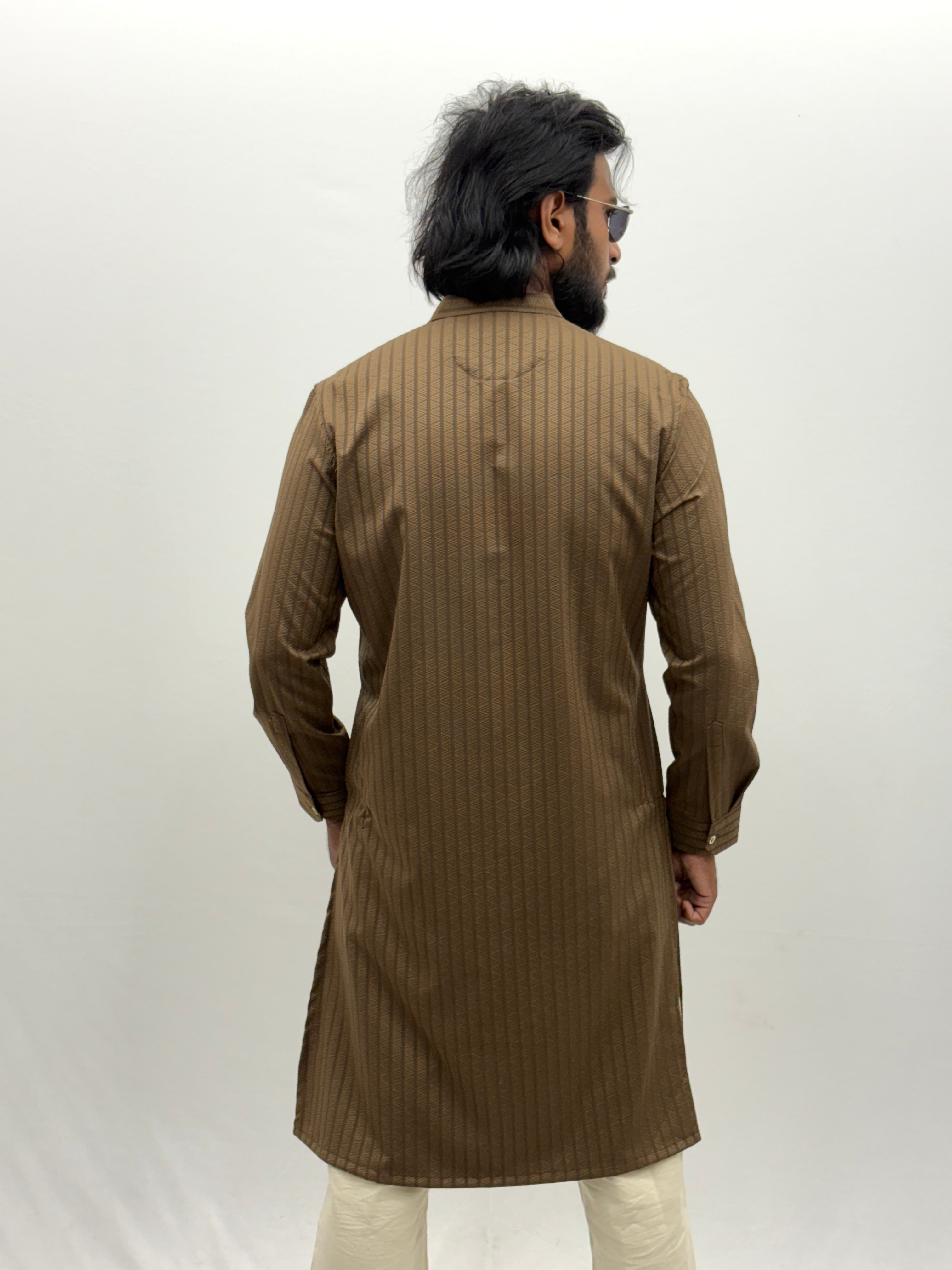 Brown Textured Kurta