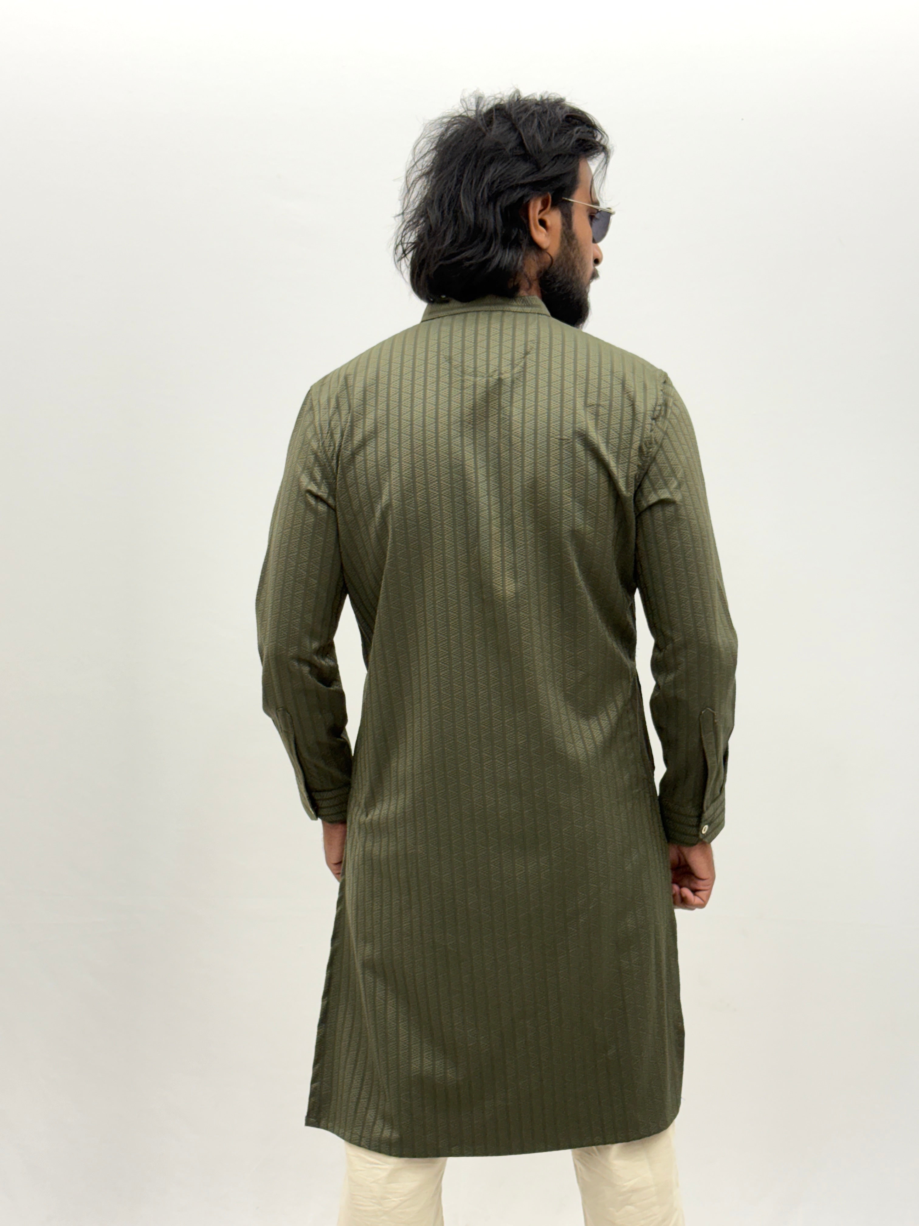Green Textured Kurta
