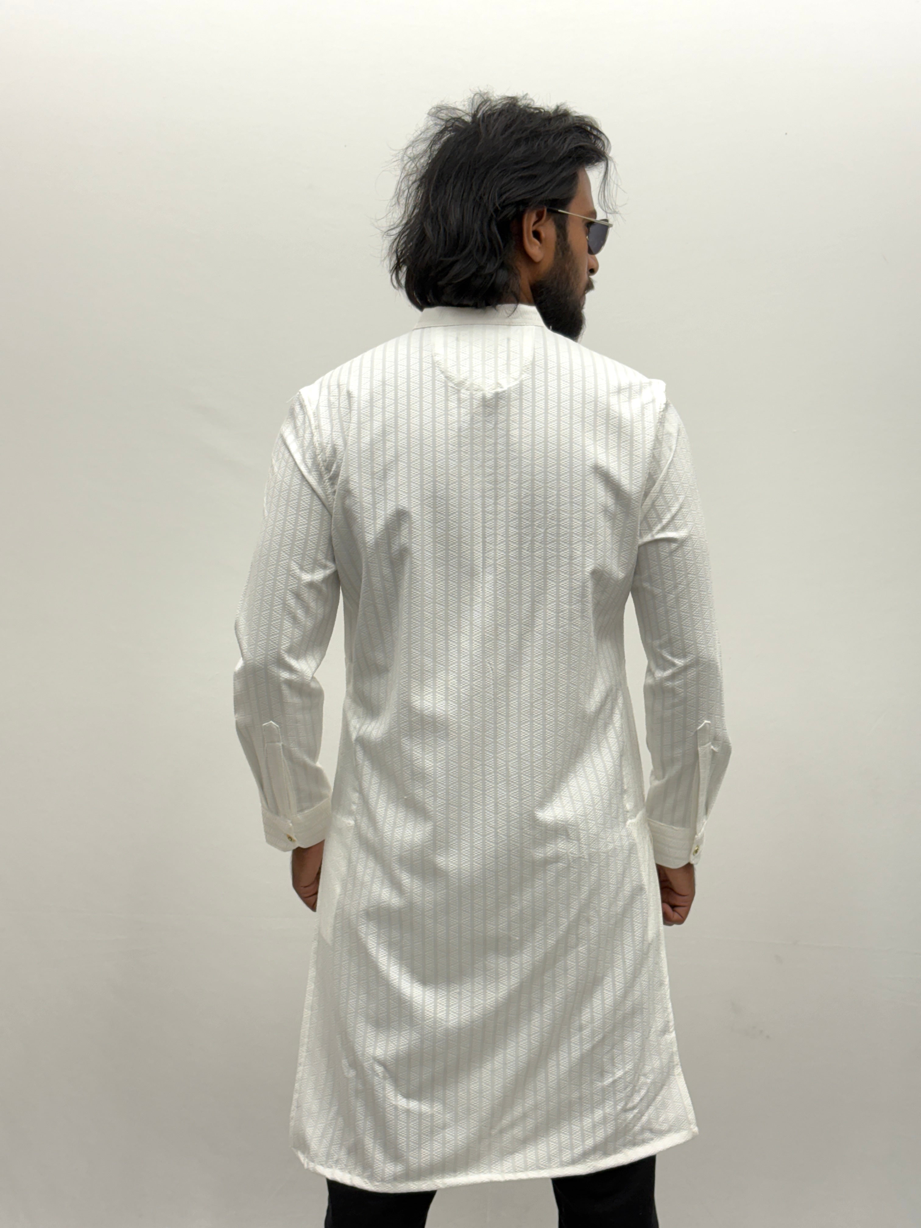 White Textured Kurta