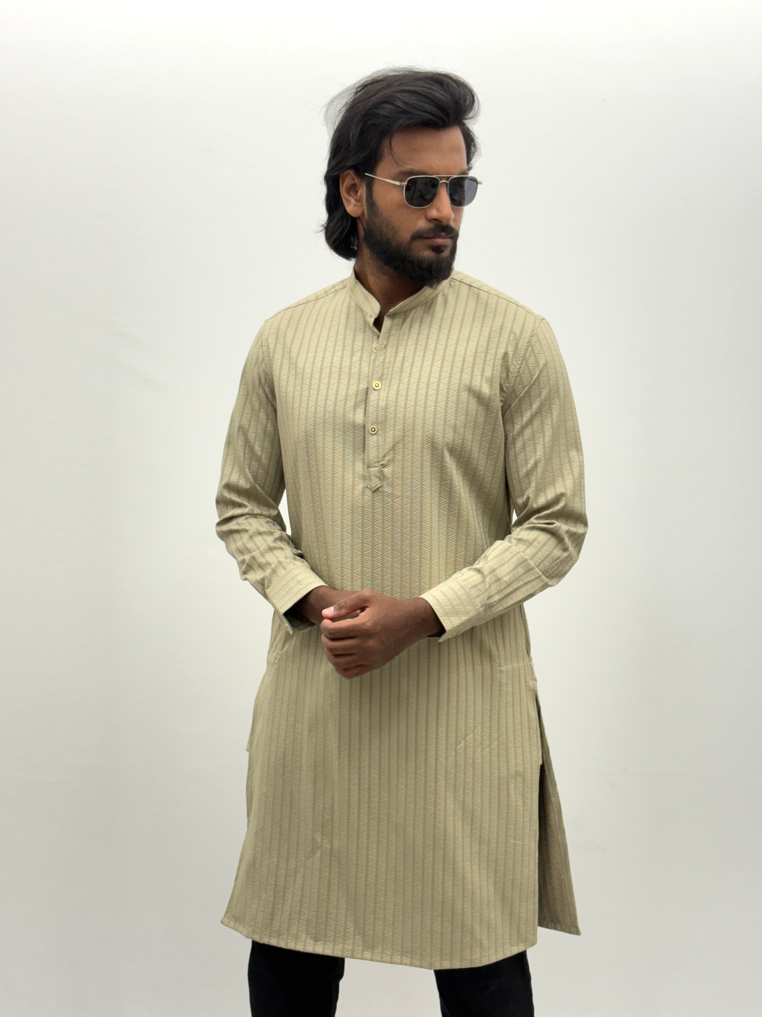 Beige Textured Kurta